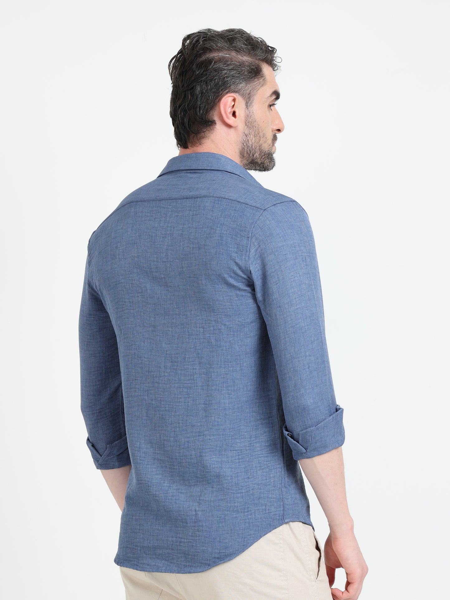 Blue Melange Solid Shirt