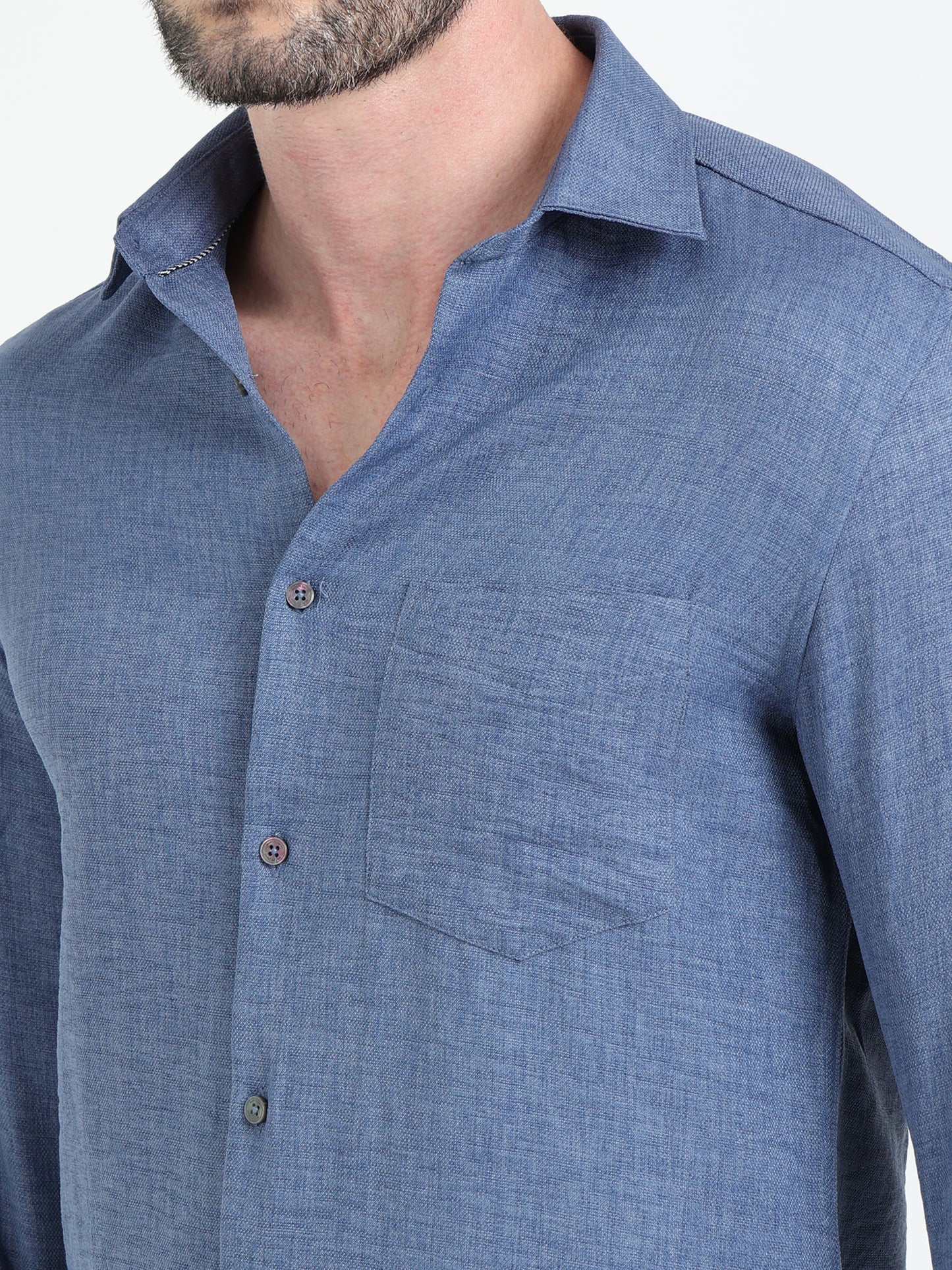 Blue Melange Solid Shirt