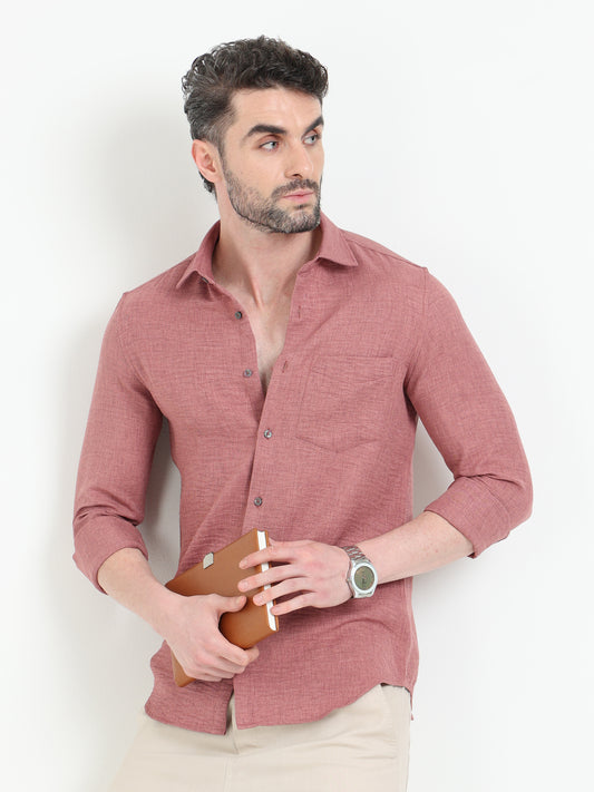 Dusky Pink Melange Solid Shirt
