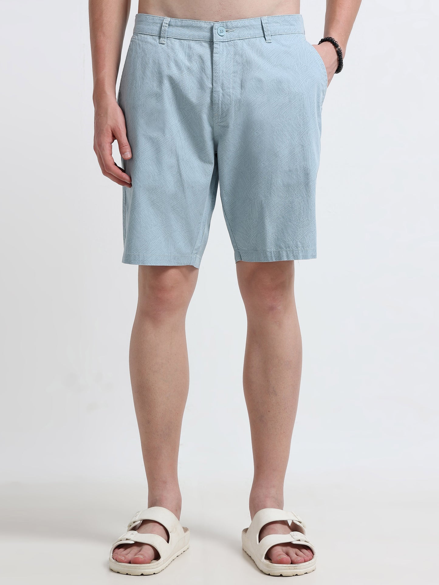 Sky Blue Cotton Casual Shorts
