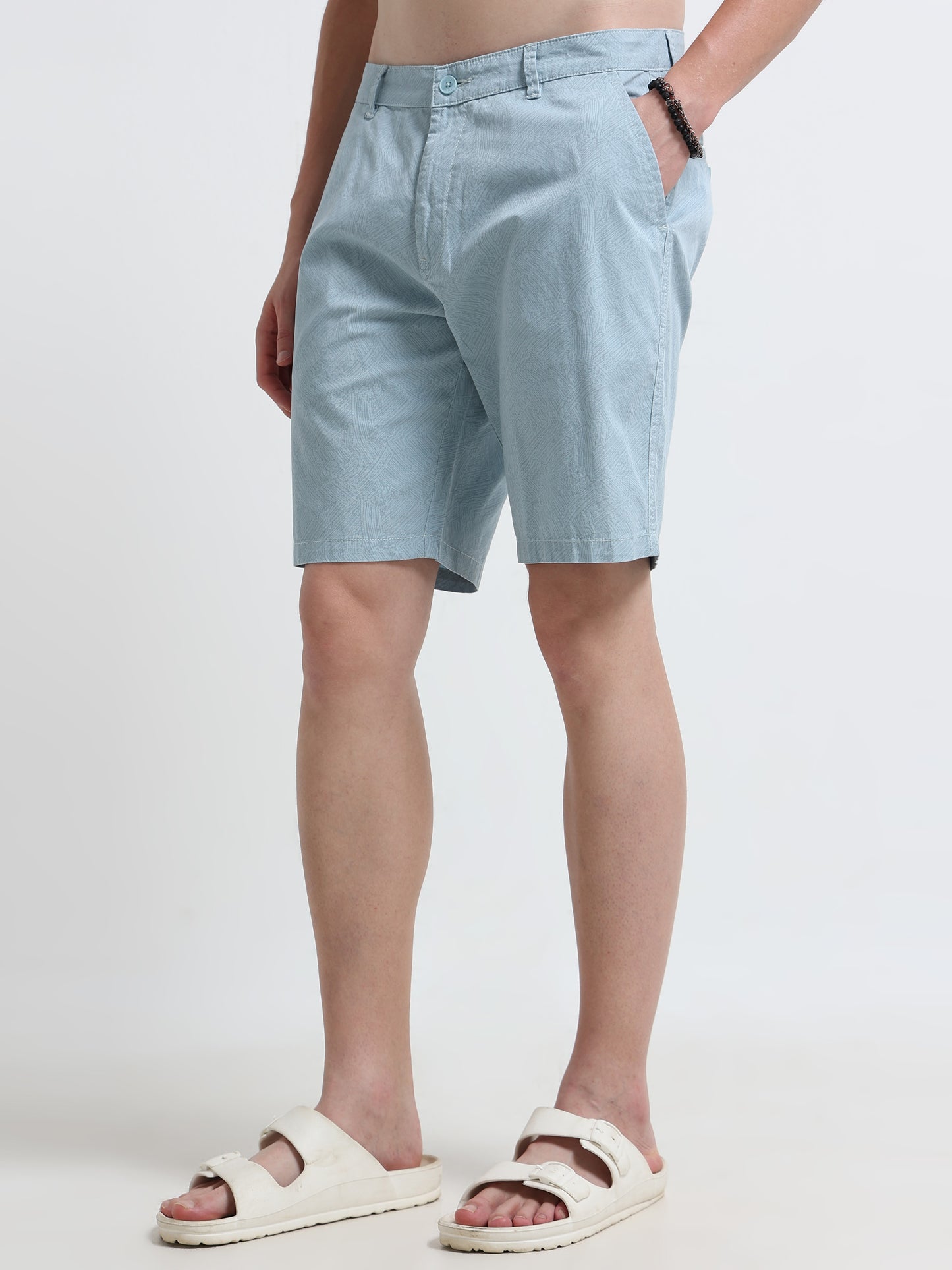 Sky Blue Cotton Casual Shorts