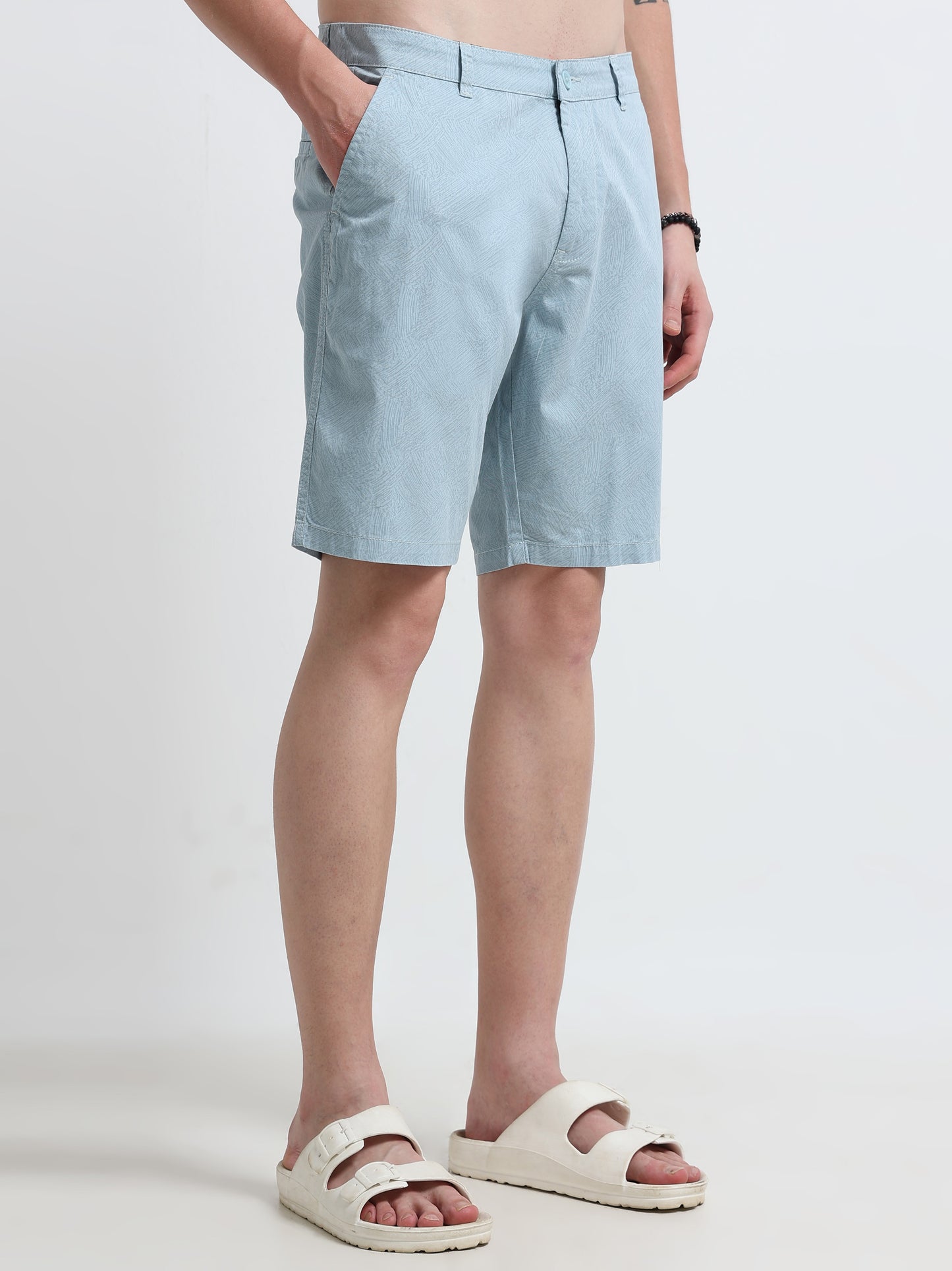 Sky Blue Cotton Casual Shorts