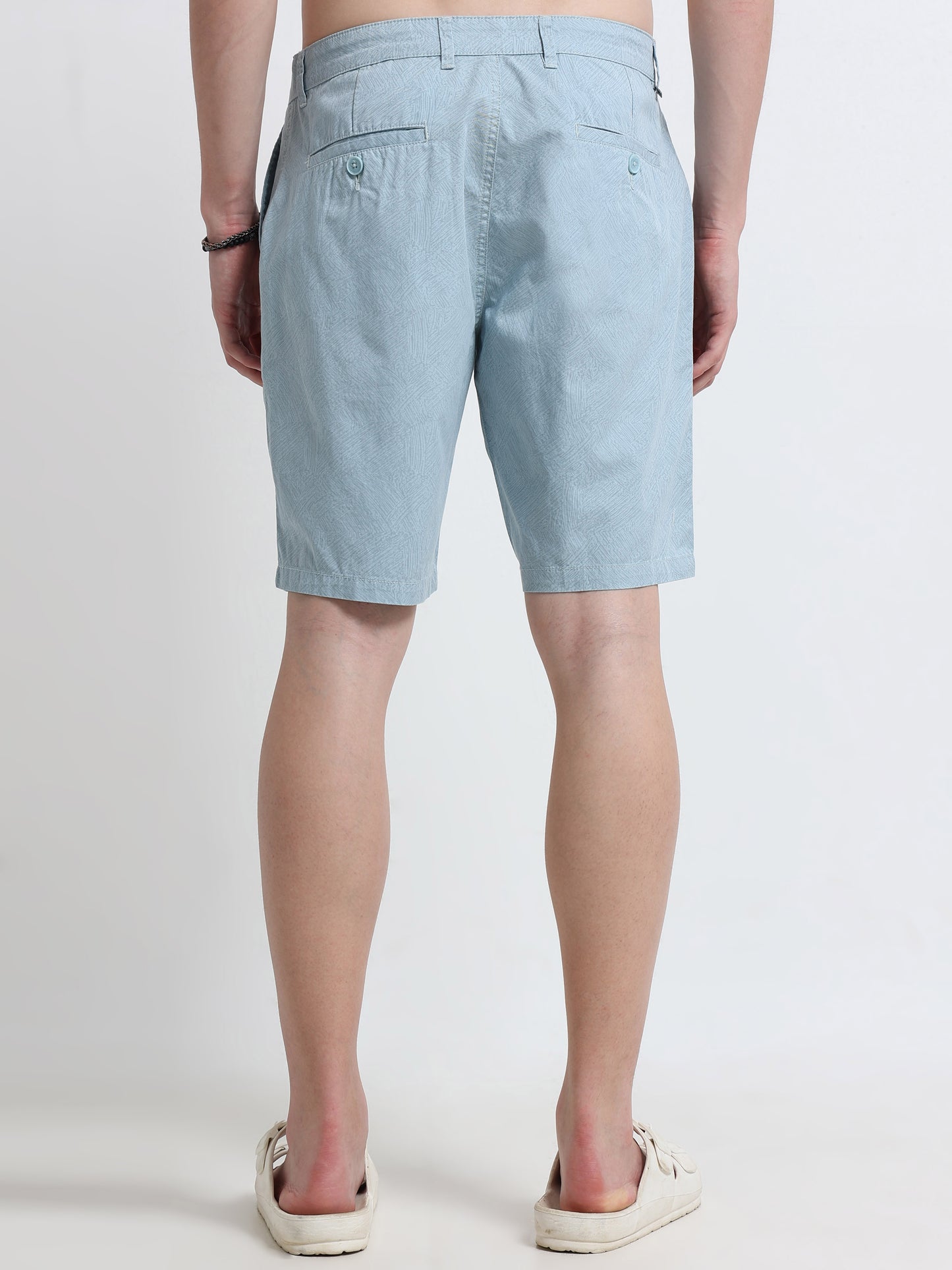 Sky Blue Cotton Casual Shorts
