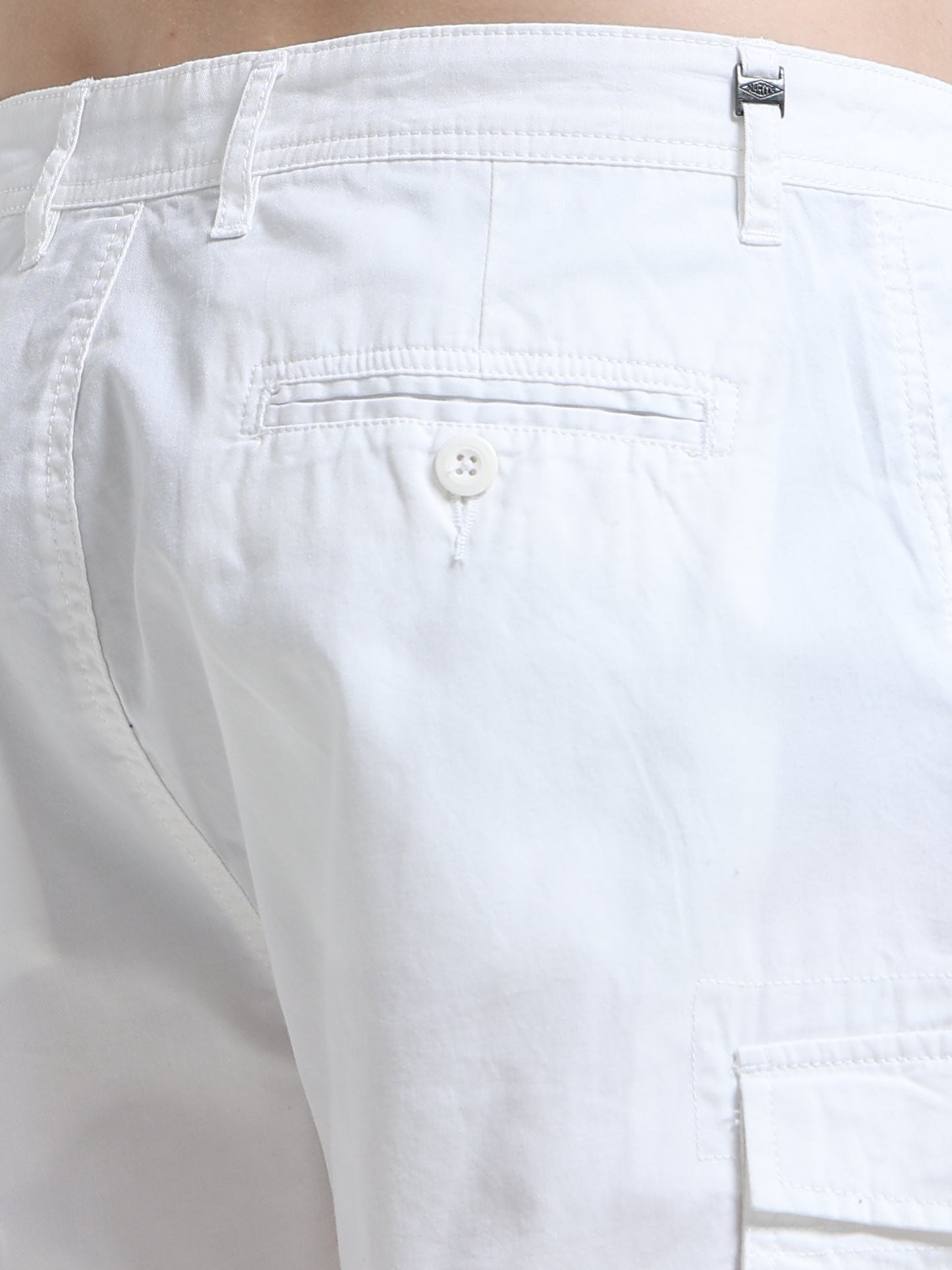 White Cotton Cargo Shorts