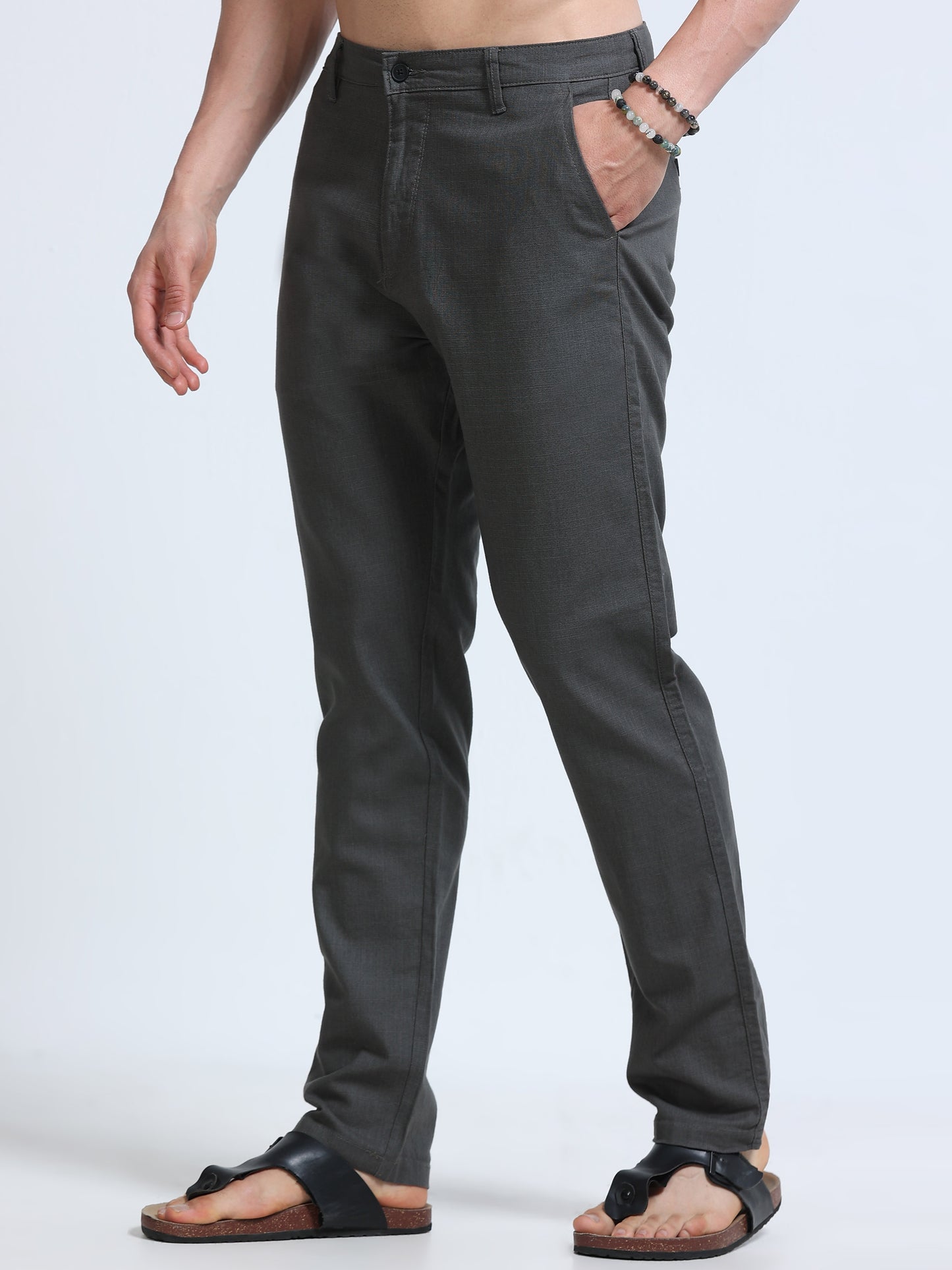 Raw Linen Pants - Charcoal Grey