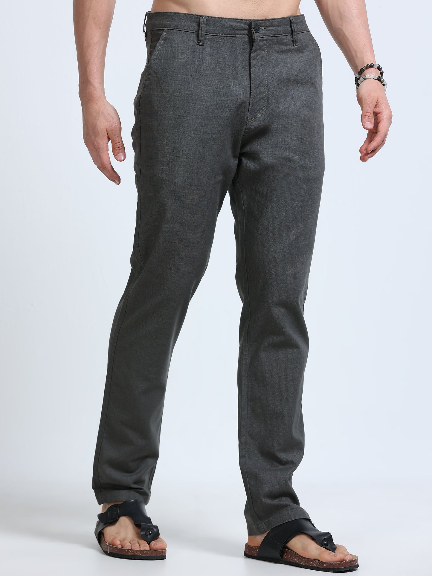 Raw Linen Pants - Charcoal Grey