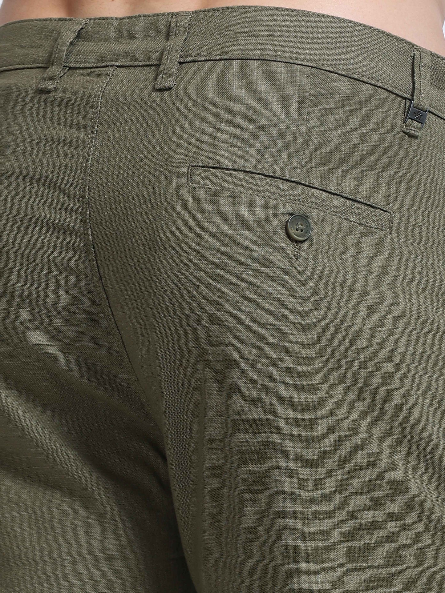 Raw Linen Pants - Olive Green