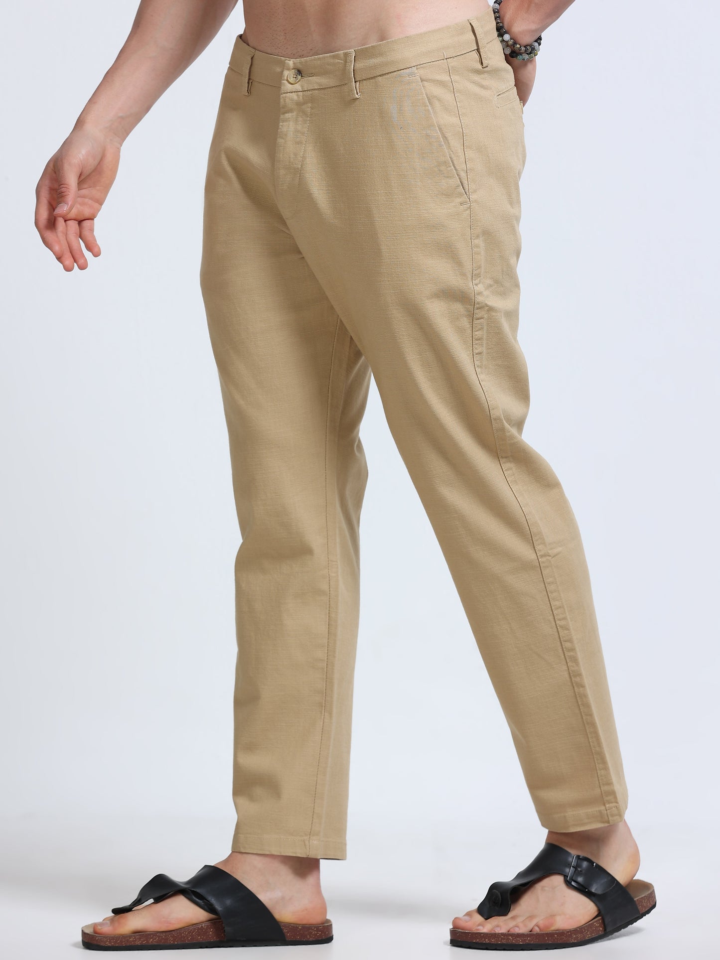 Raw Linen Pants - Beige