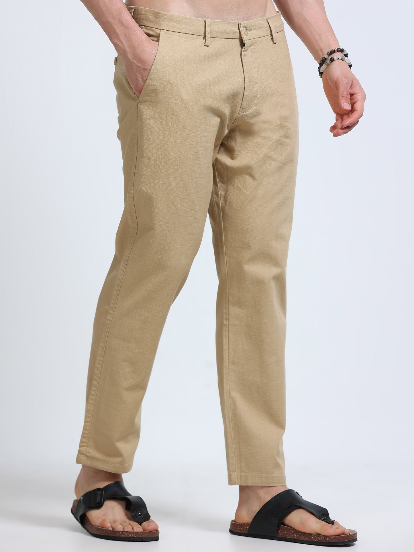 Raw Linen Pants - Beige