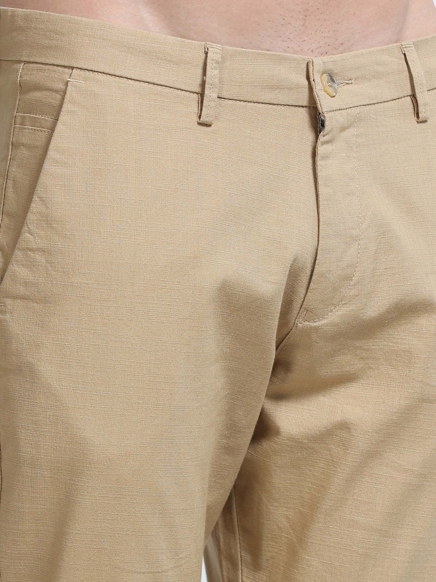 Raw Linen Pants - Beige