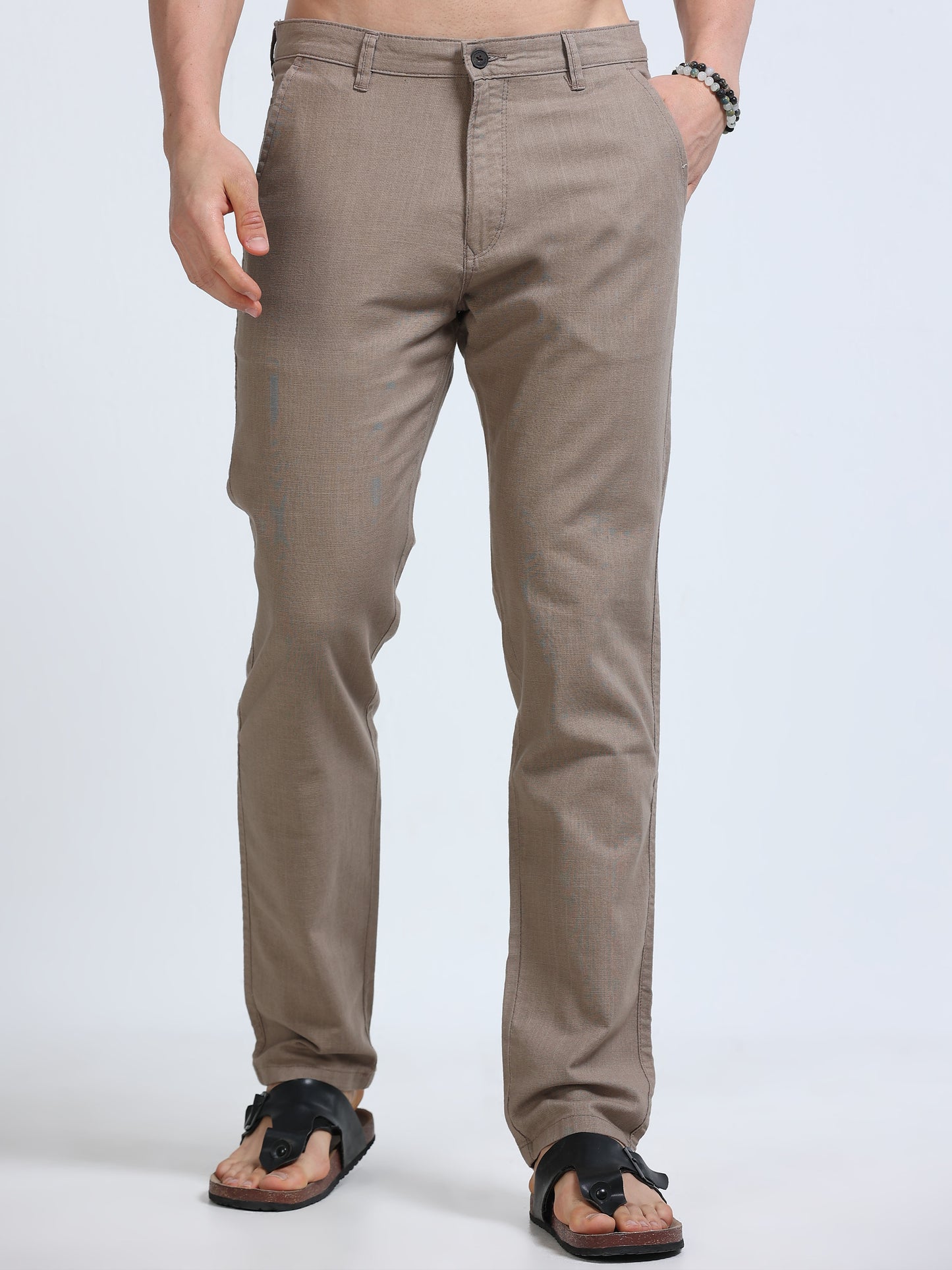 Raw Linen Pants - Taupe