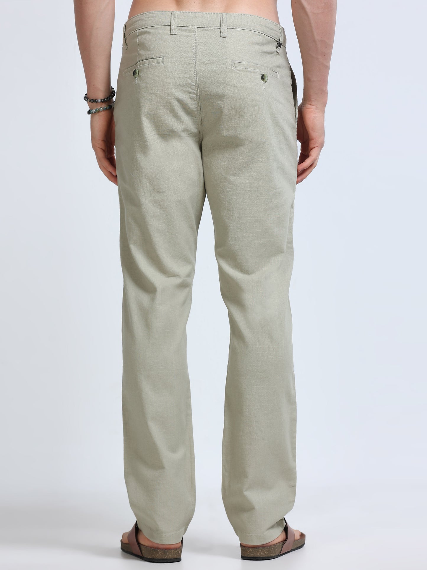 Raw Linen Pants - Sage Green