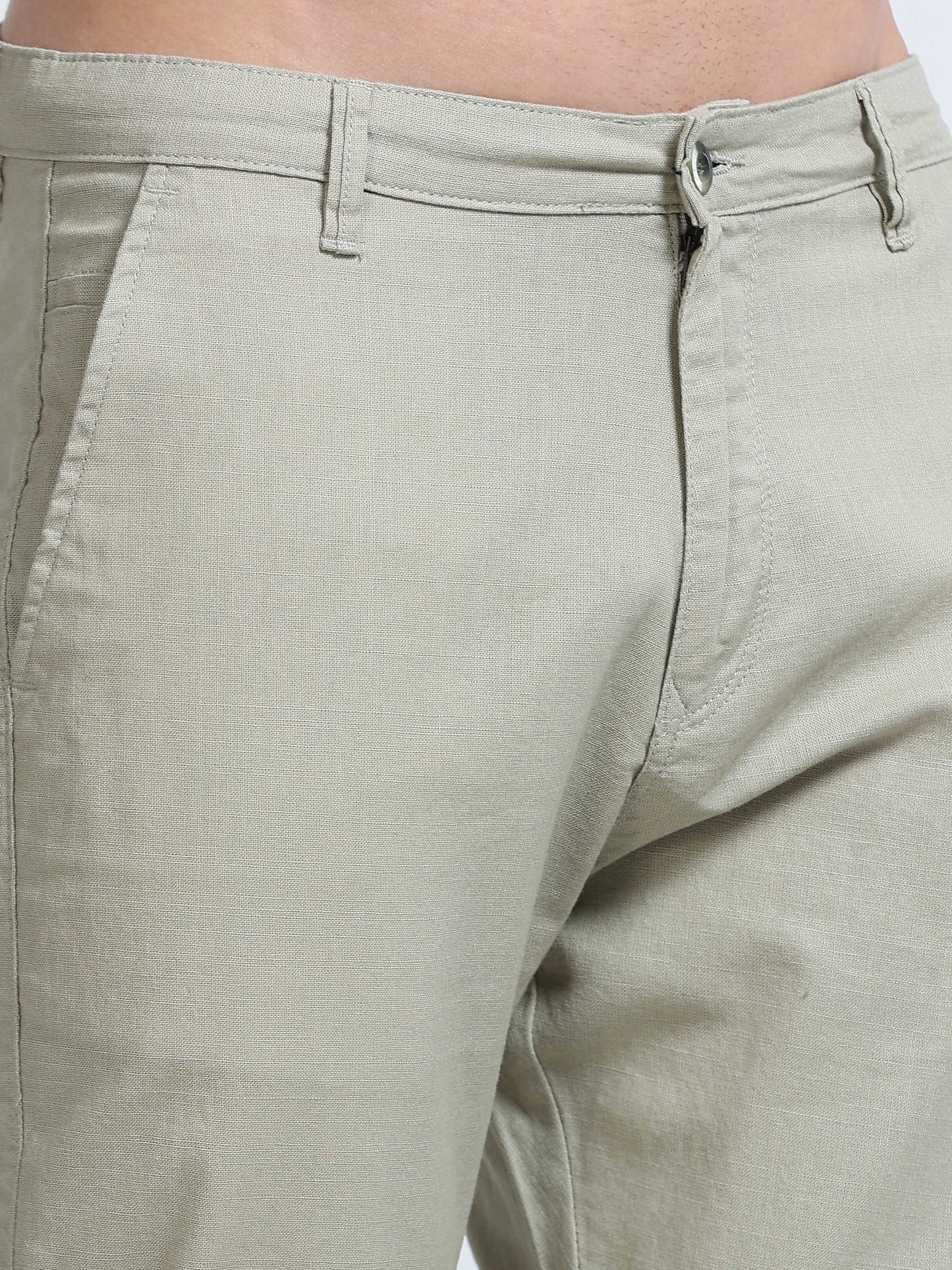 Raw Linen Pants - Sage Green