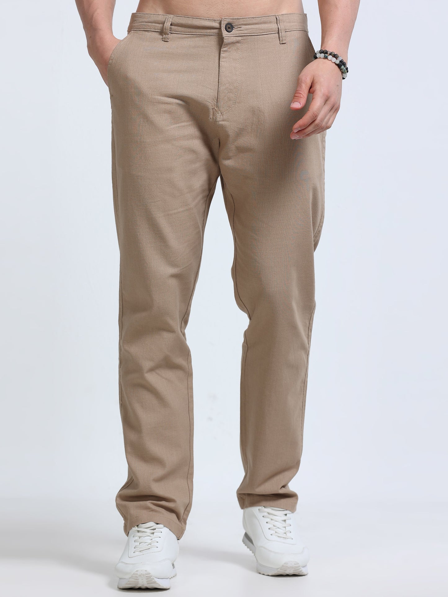 Raw Linen Pants - Khaki