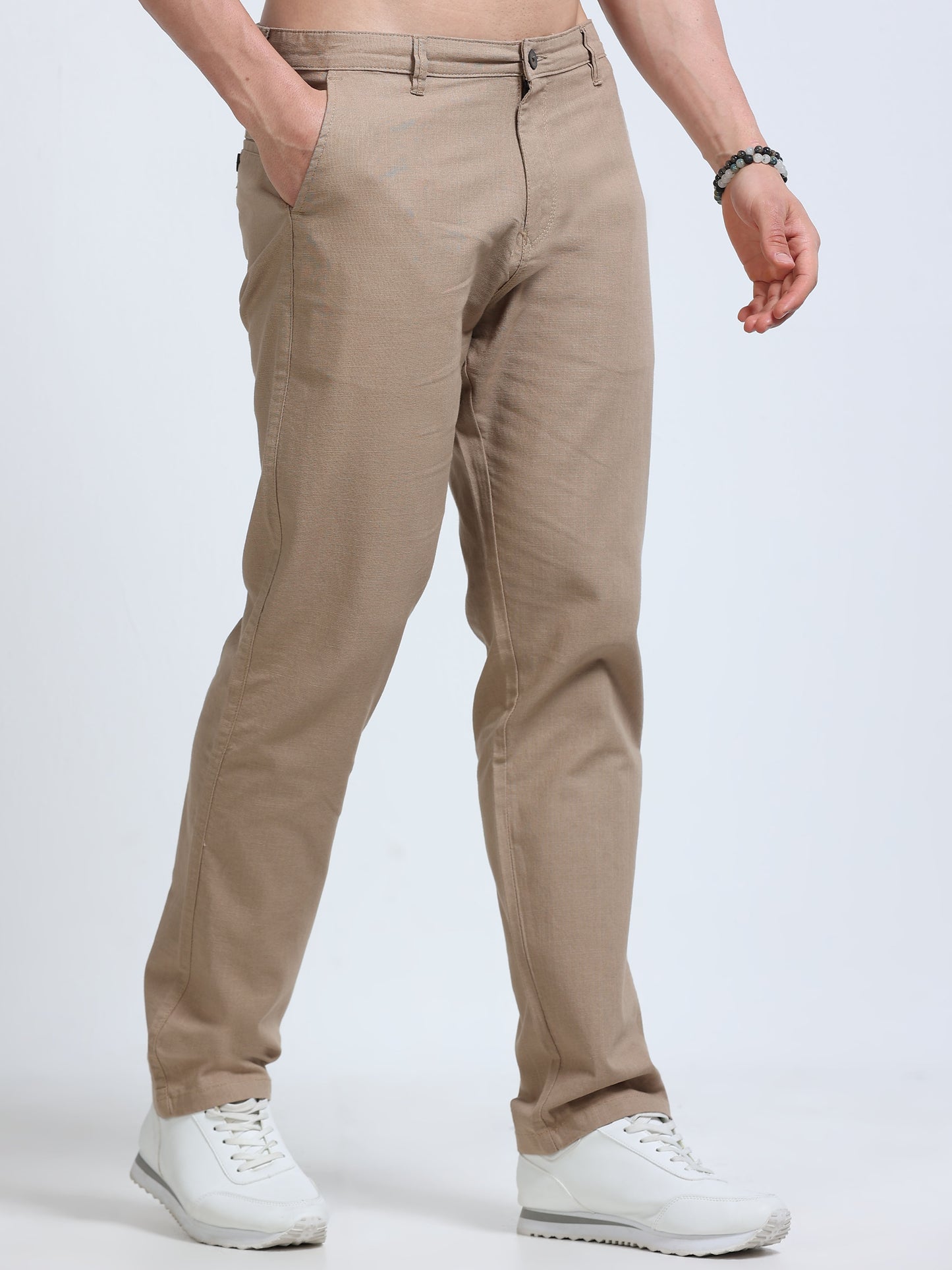 Raw Linen Pants - Khaki