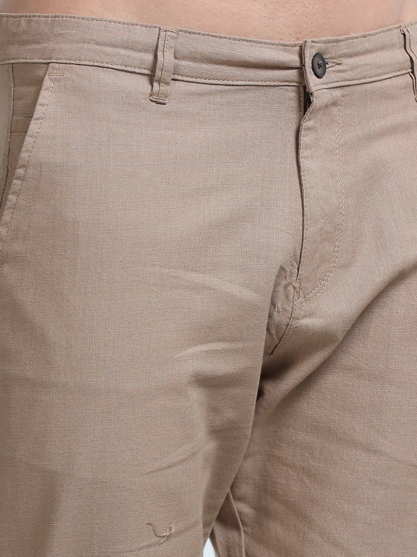 Raw Linen Pants - Khaki