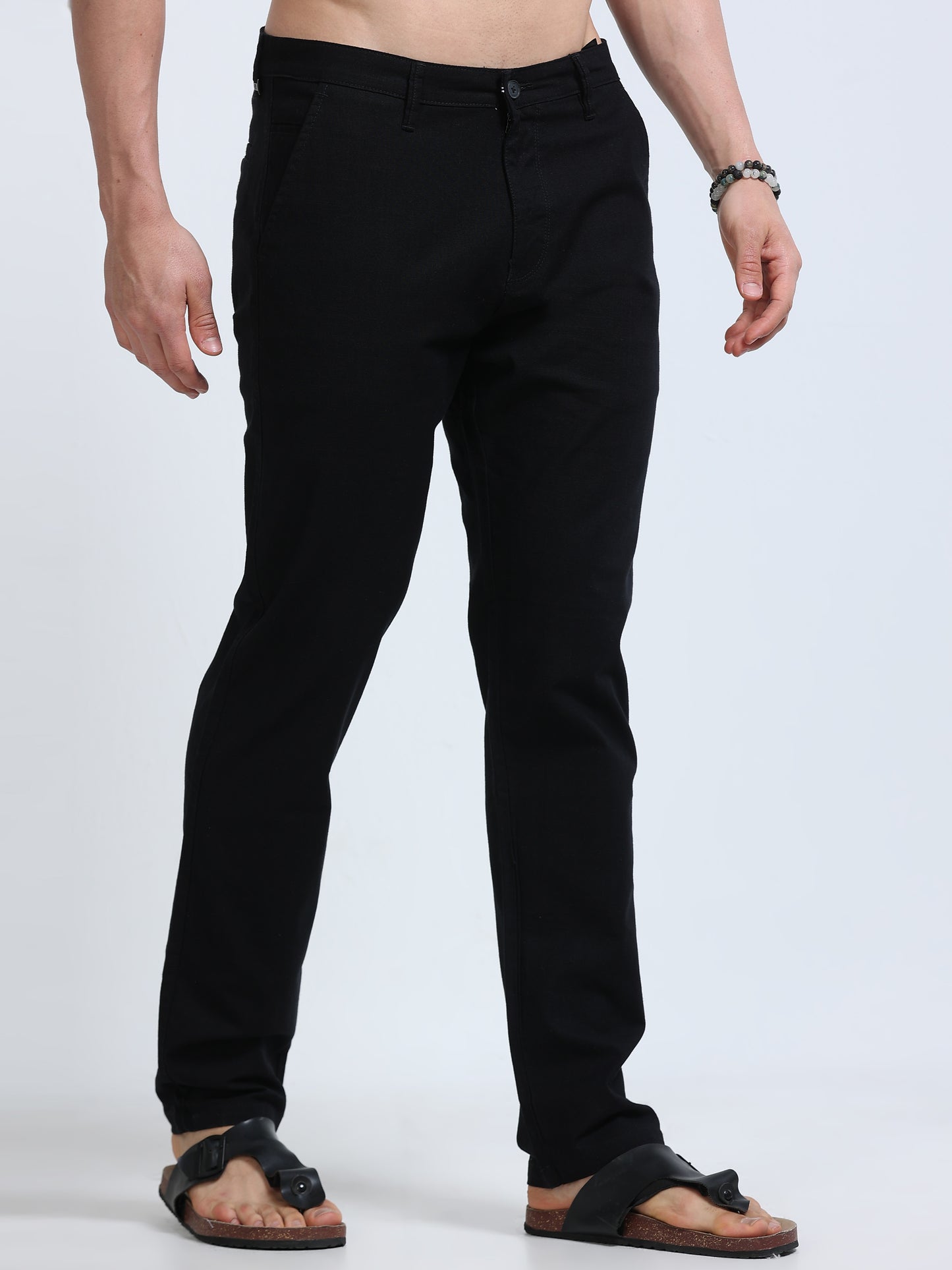 Raw Linen Pants - Black