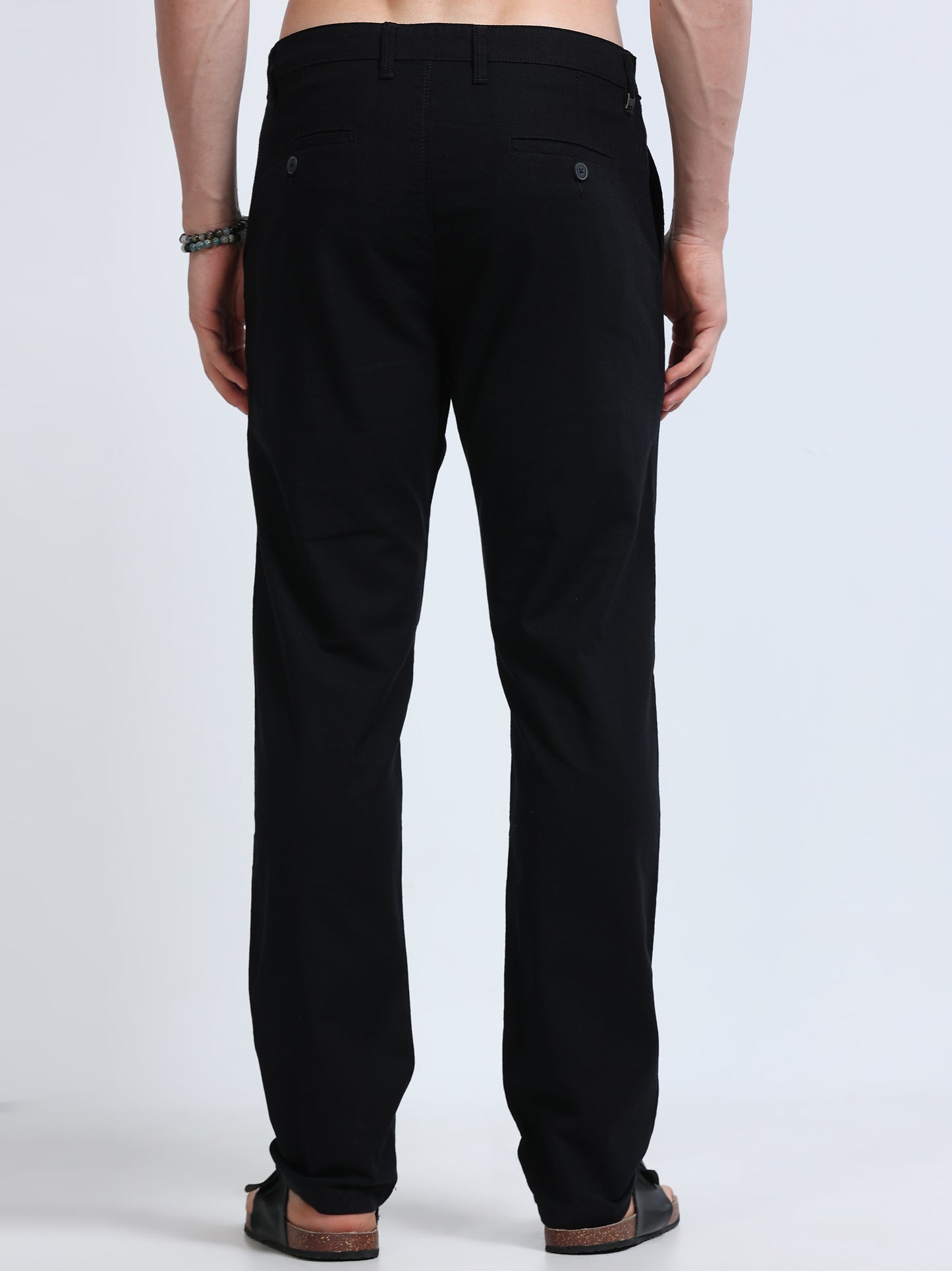 Raw Linen Pants - Black