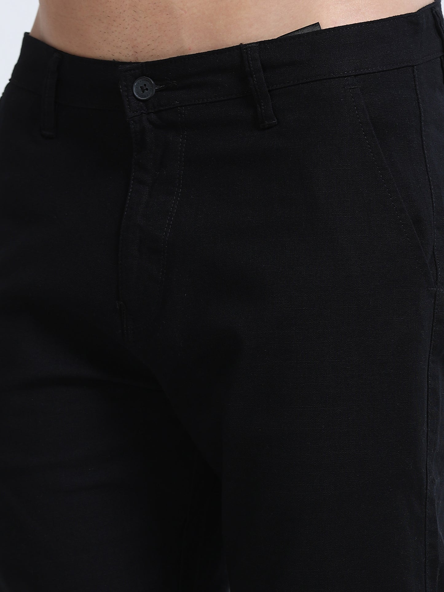 Raw Linen Pants - Black