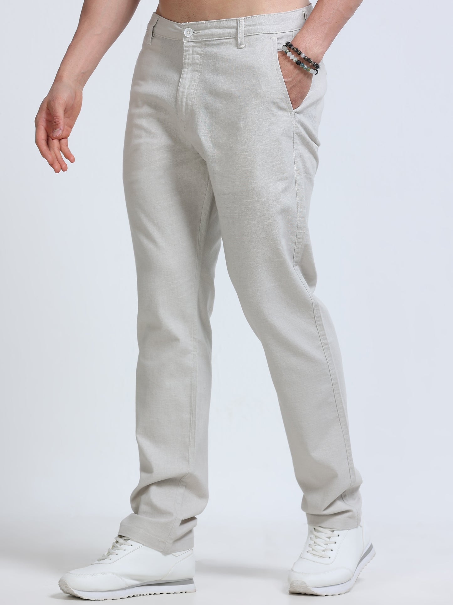 Raw Linen Pants - White