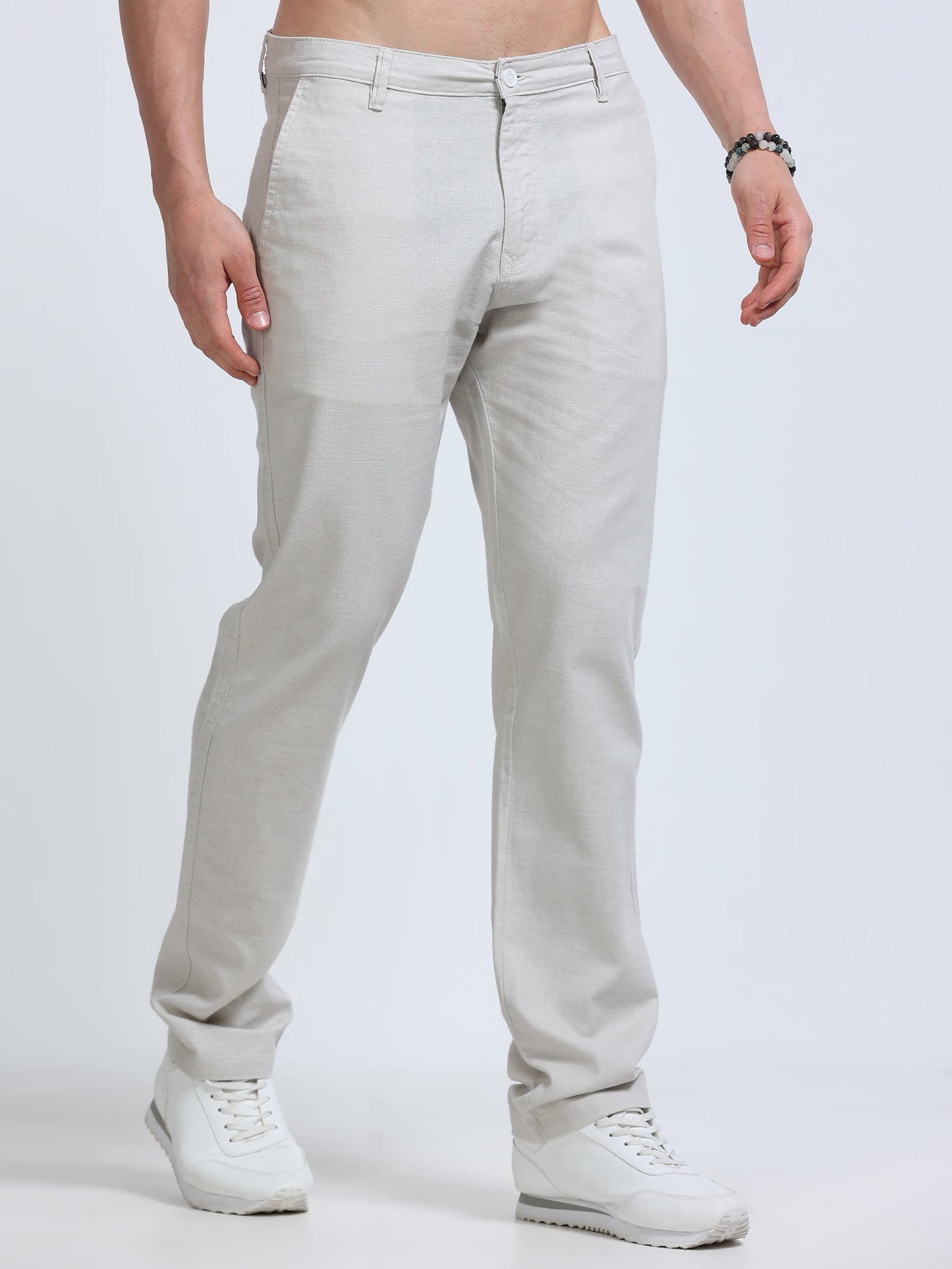 Raw Linen Pants - White