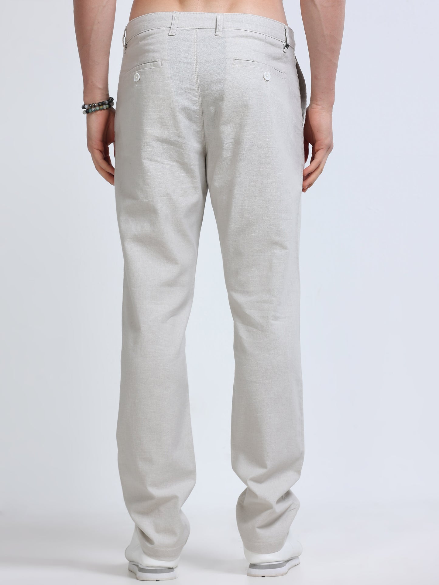 Raw Linen Pants - White
