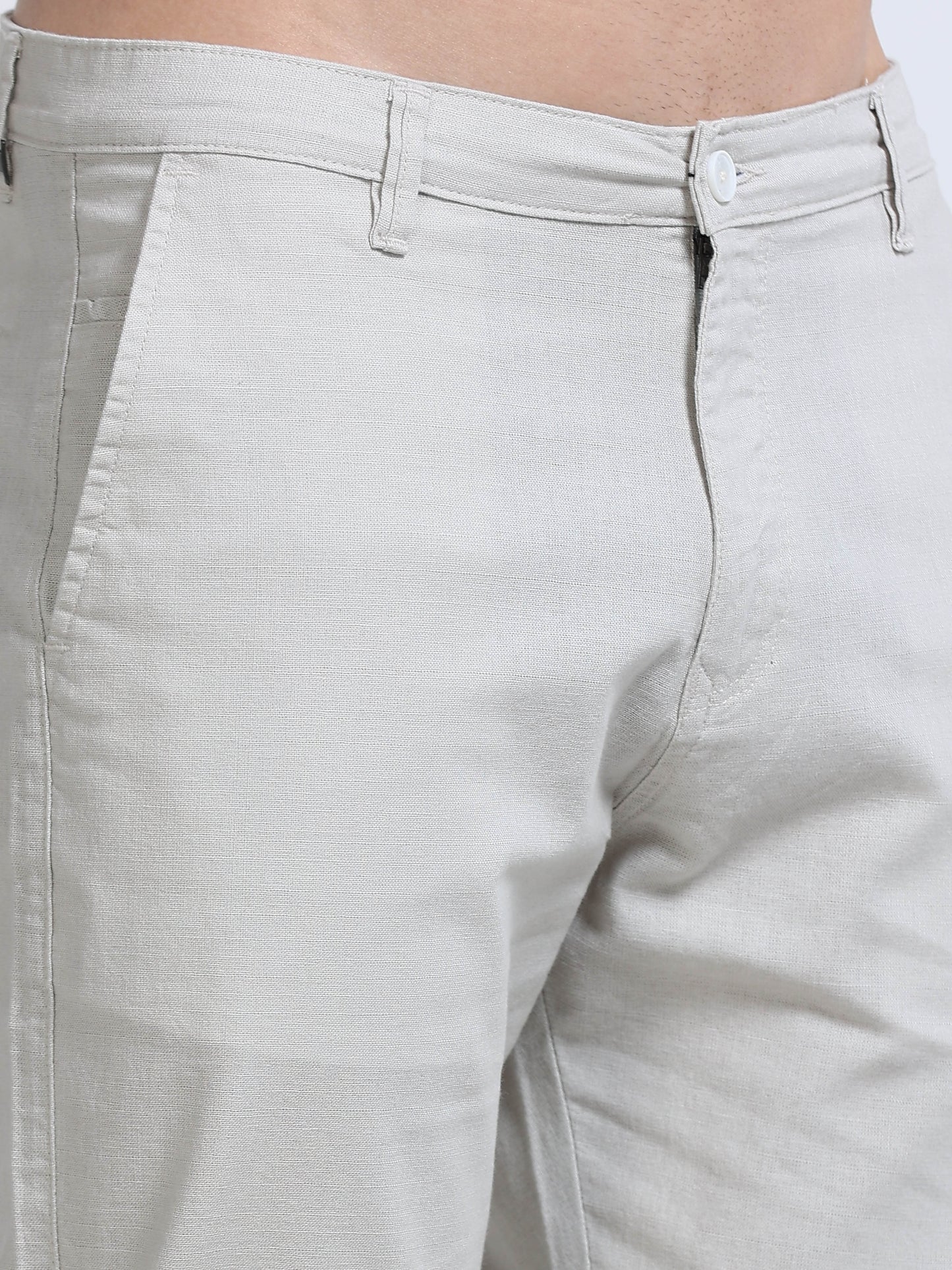 Raw Linen Pants - White