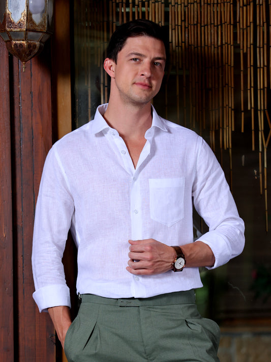 White Pure Linen Shirt