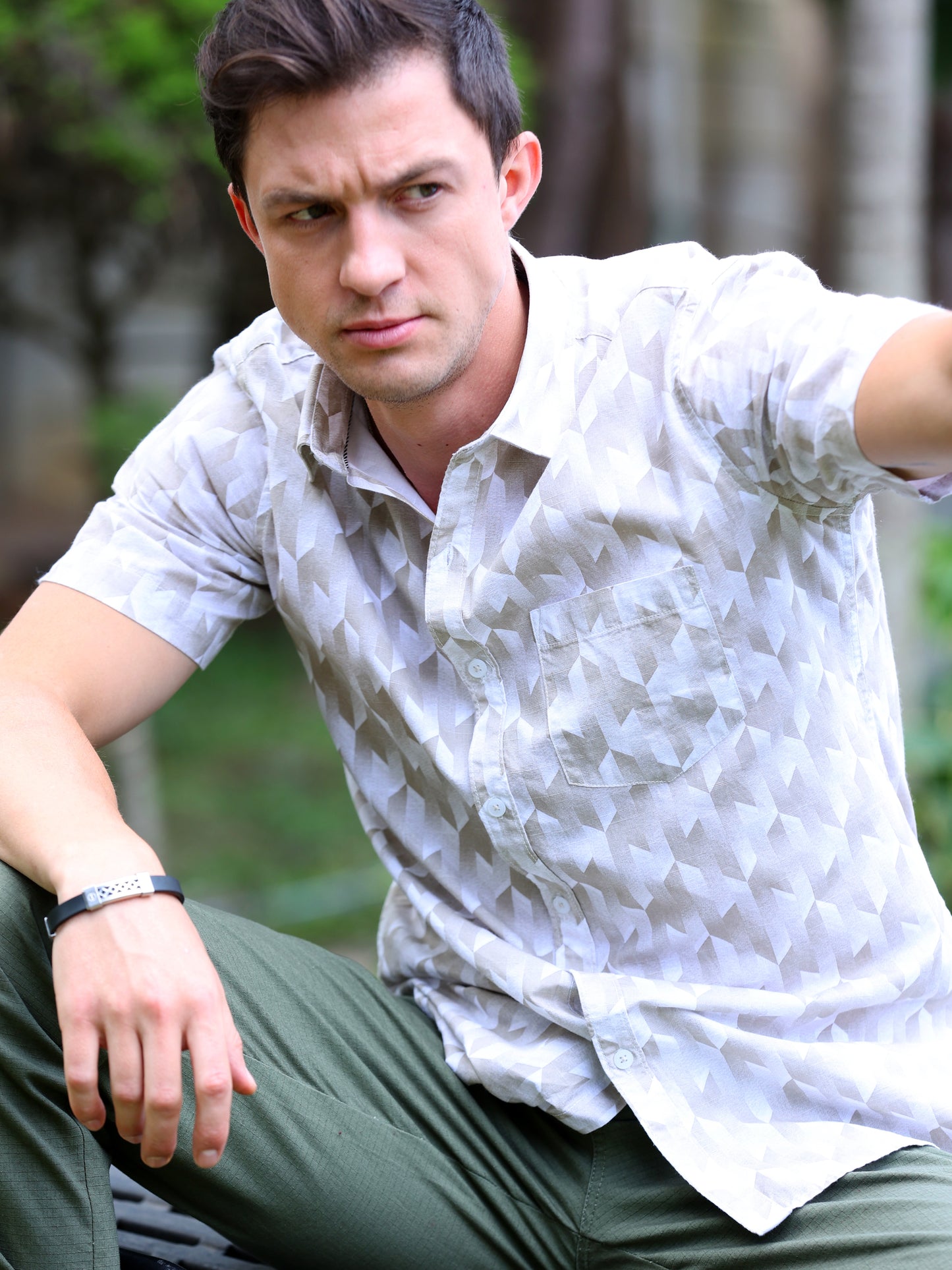 Half Sleeves White Printed Shirt