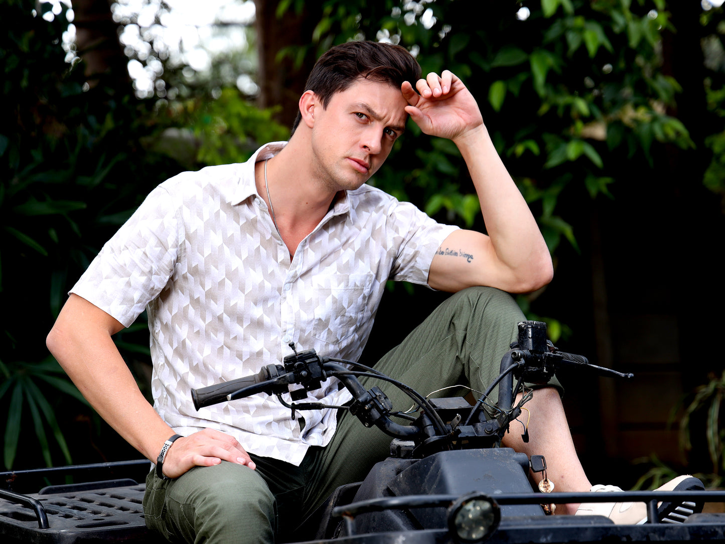 Half Sleeves White Printed Shirt