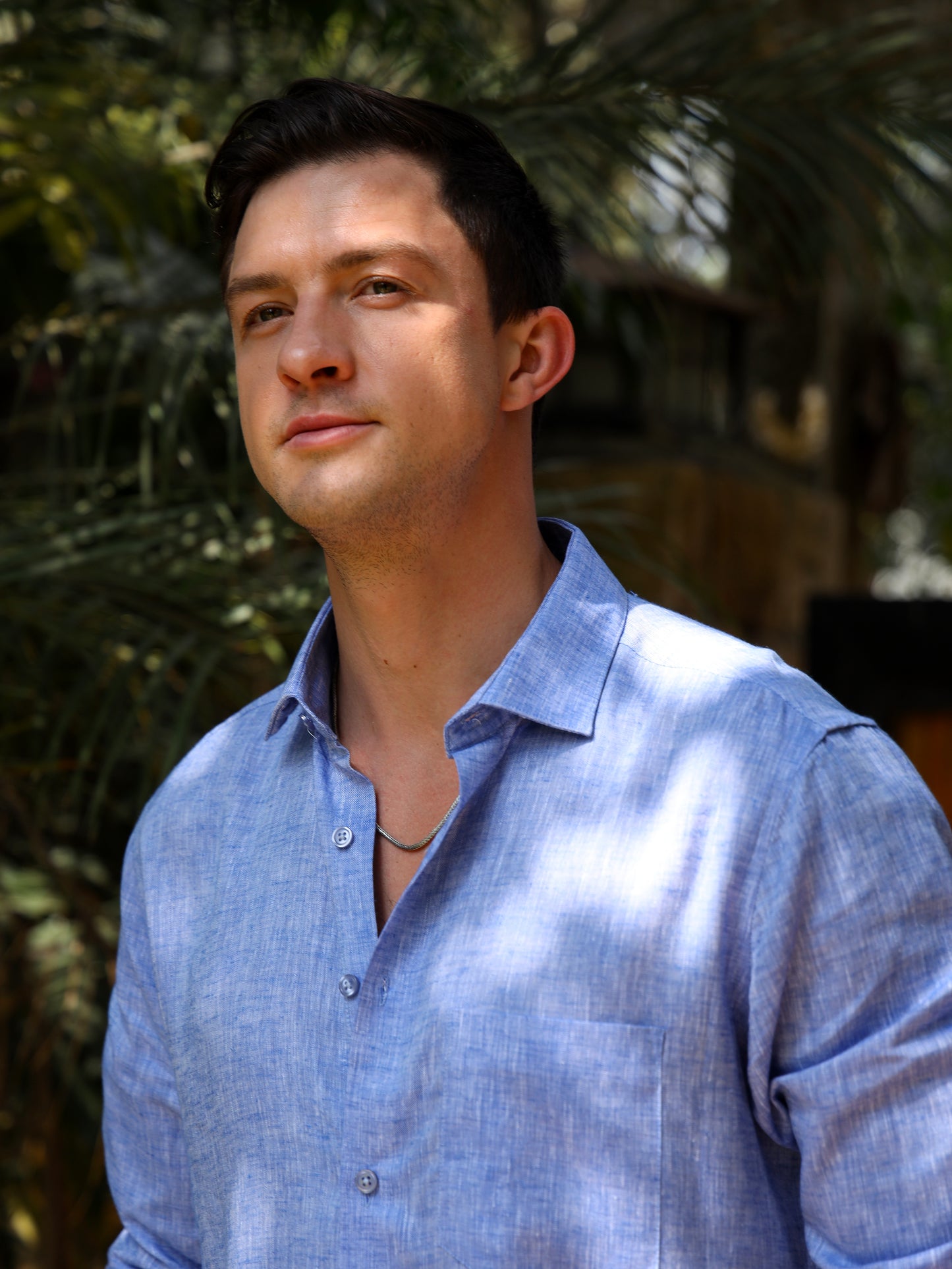 Blue Linen Solid Shirt