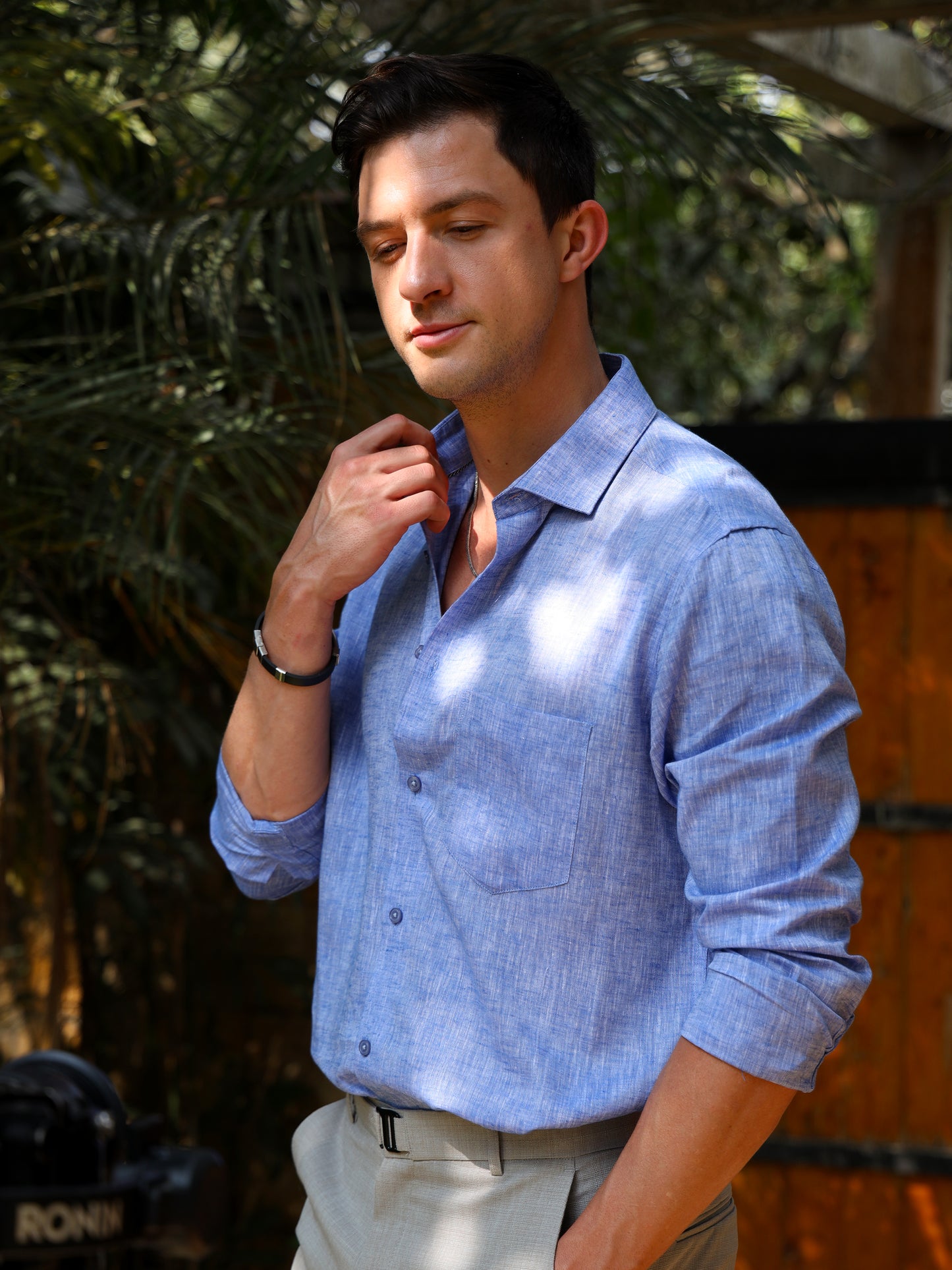 Blue Linen Solid Shirt