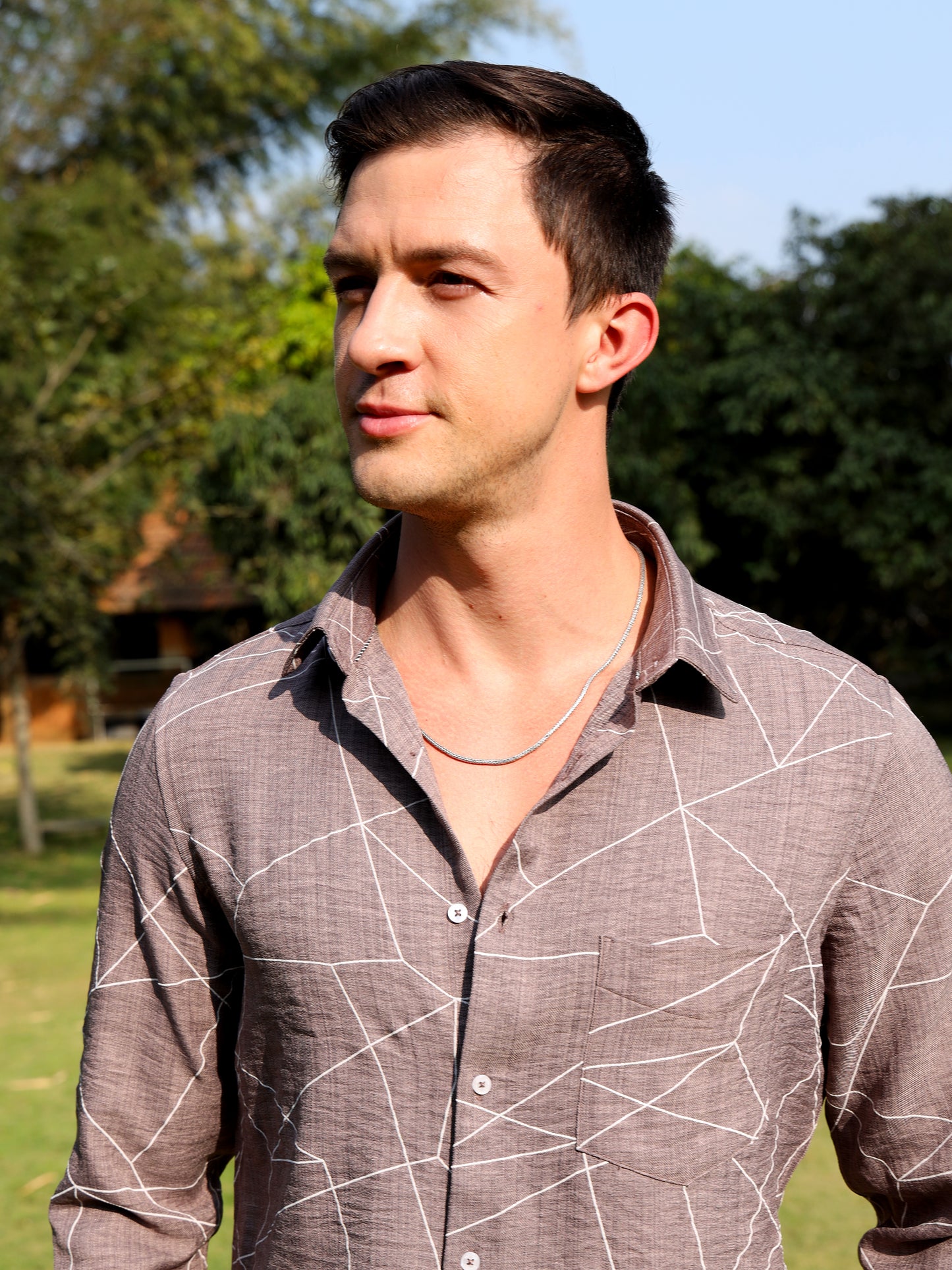 Grey Geometric Printed Shirt