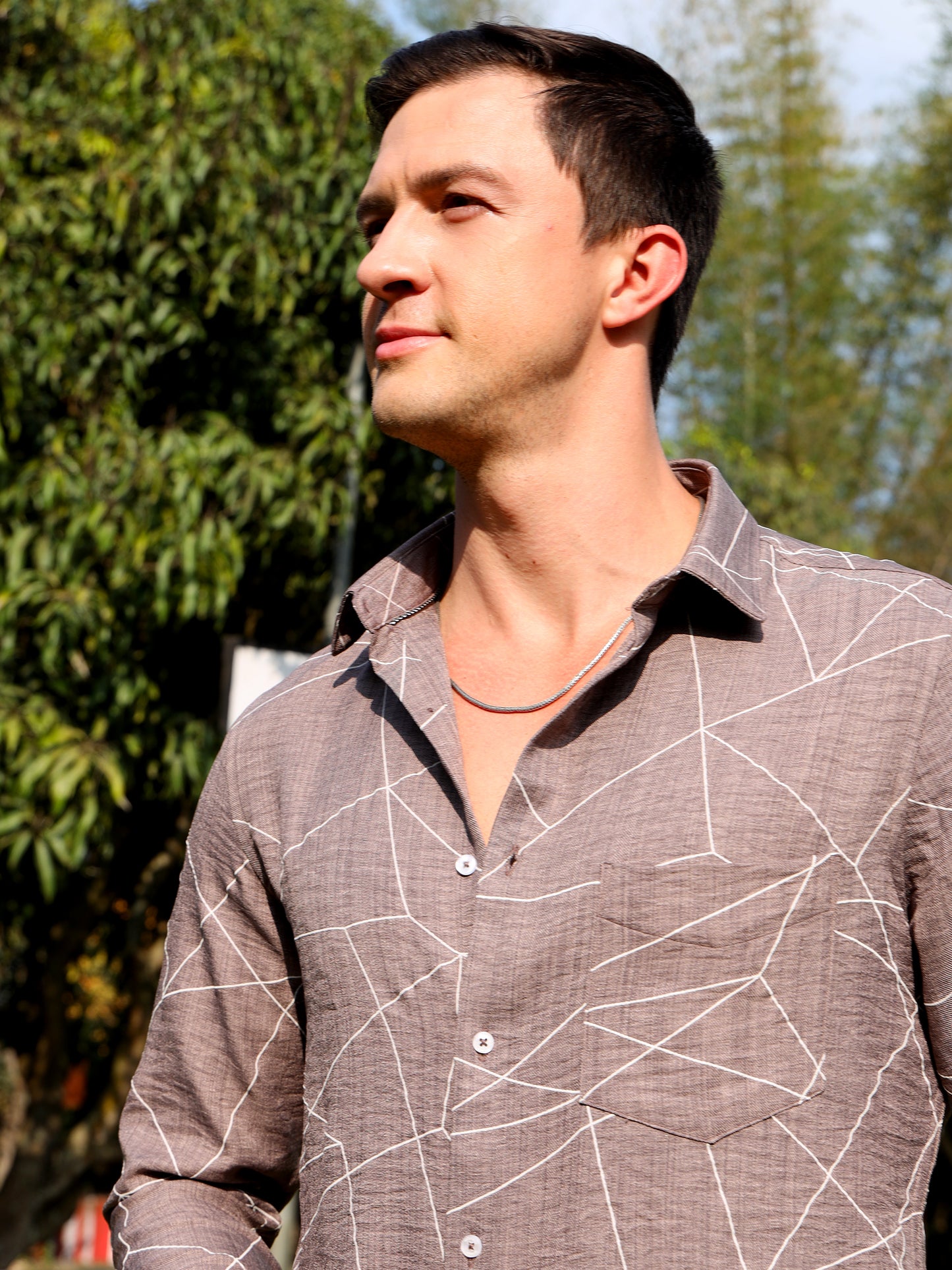 Grey Geometric Printed Shirt