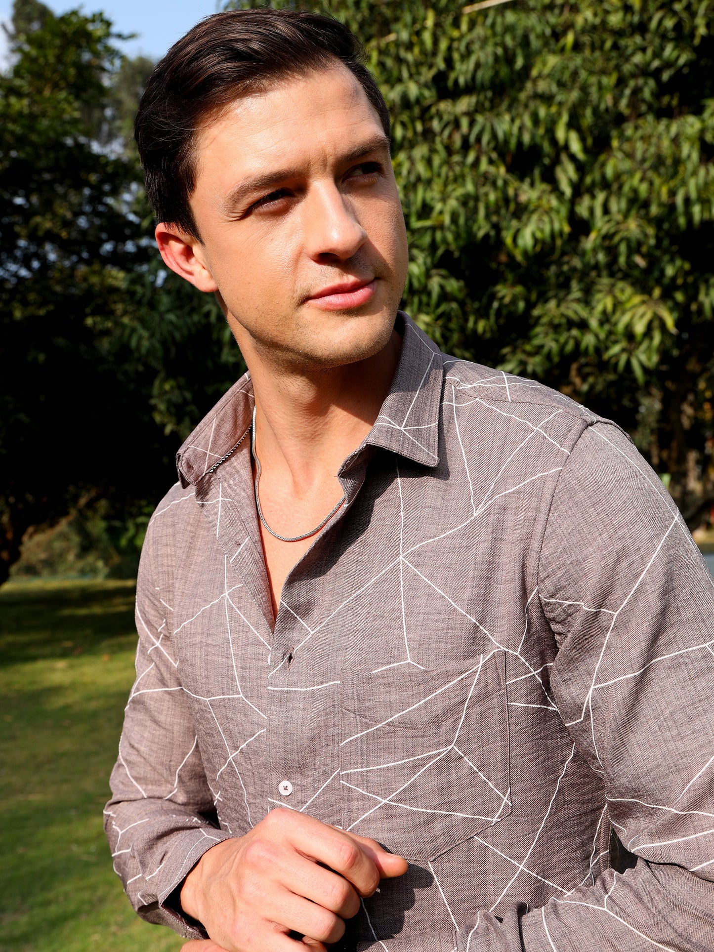 Grey Geometric Printed Shirt