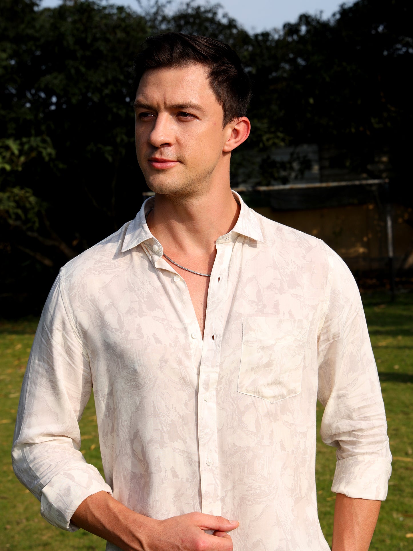 Cream Printed Shirt
