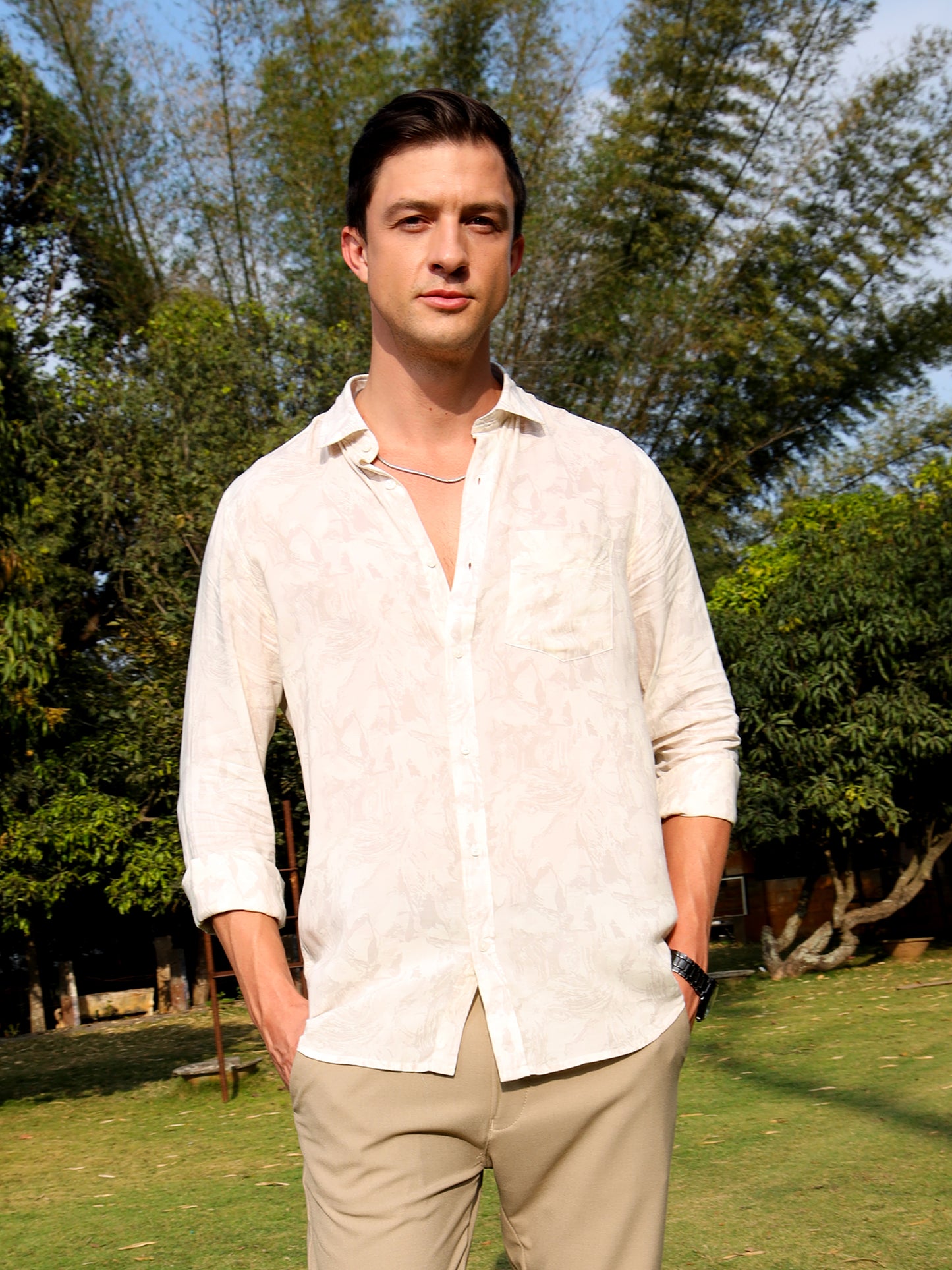 Cream Printed Shirt