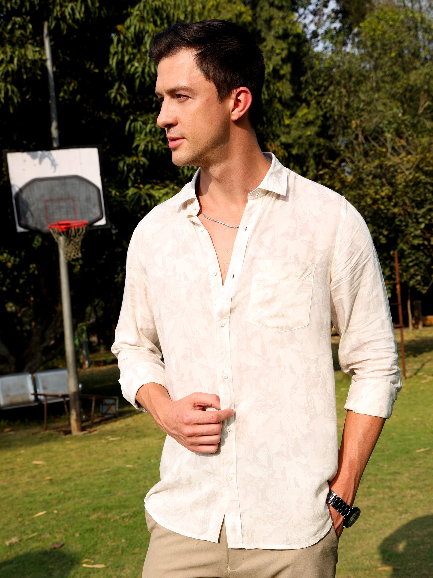 Cream Printed Shirt