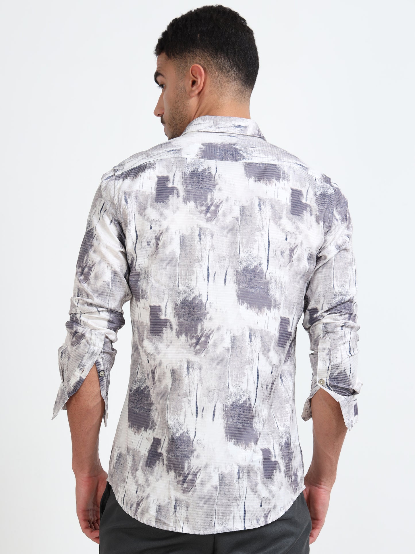 Abstract Print Shirt - Grey
