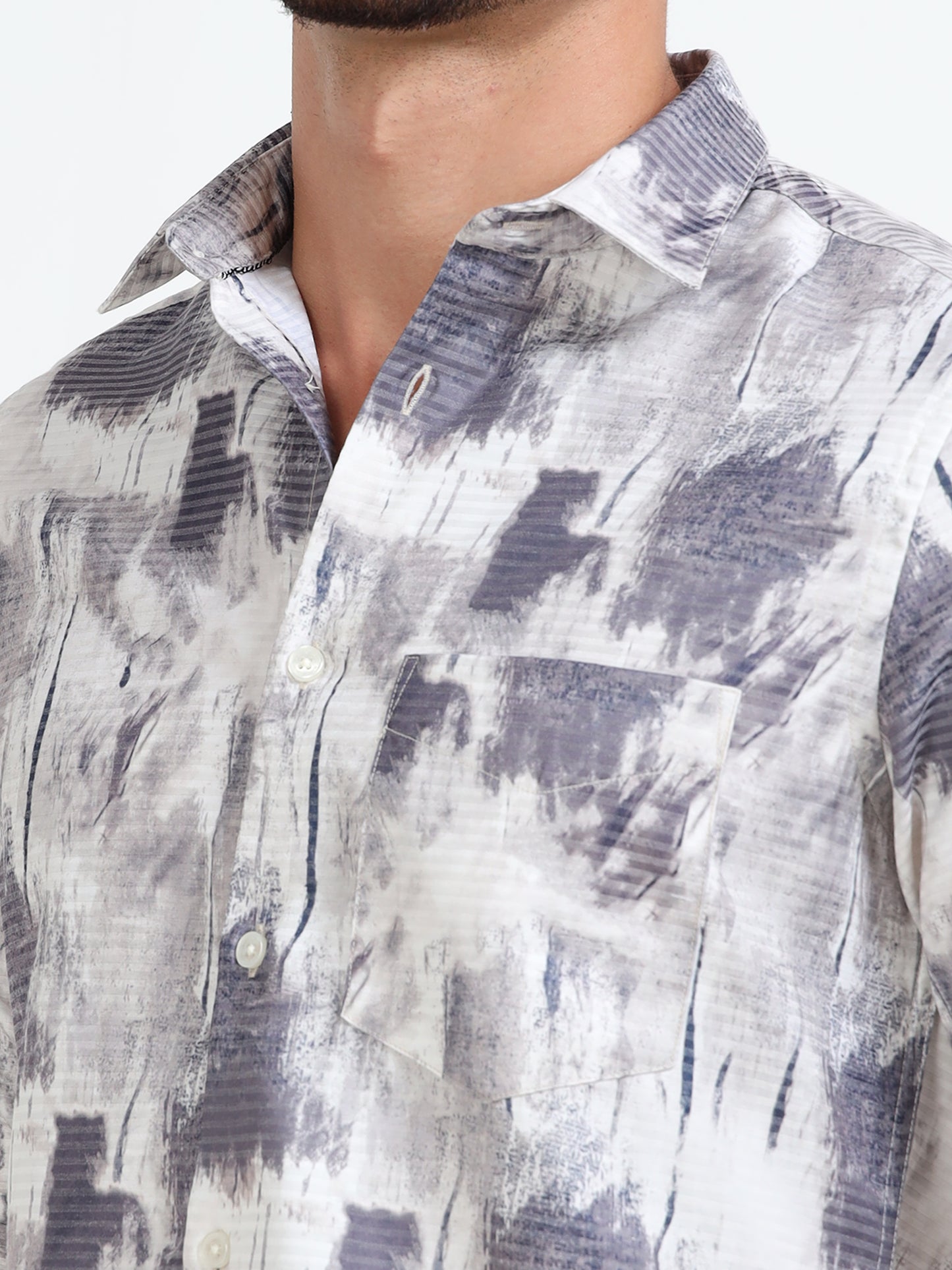 Abstract Print Shirt - Grey