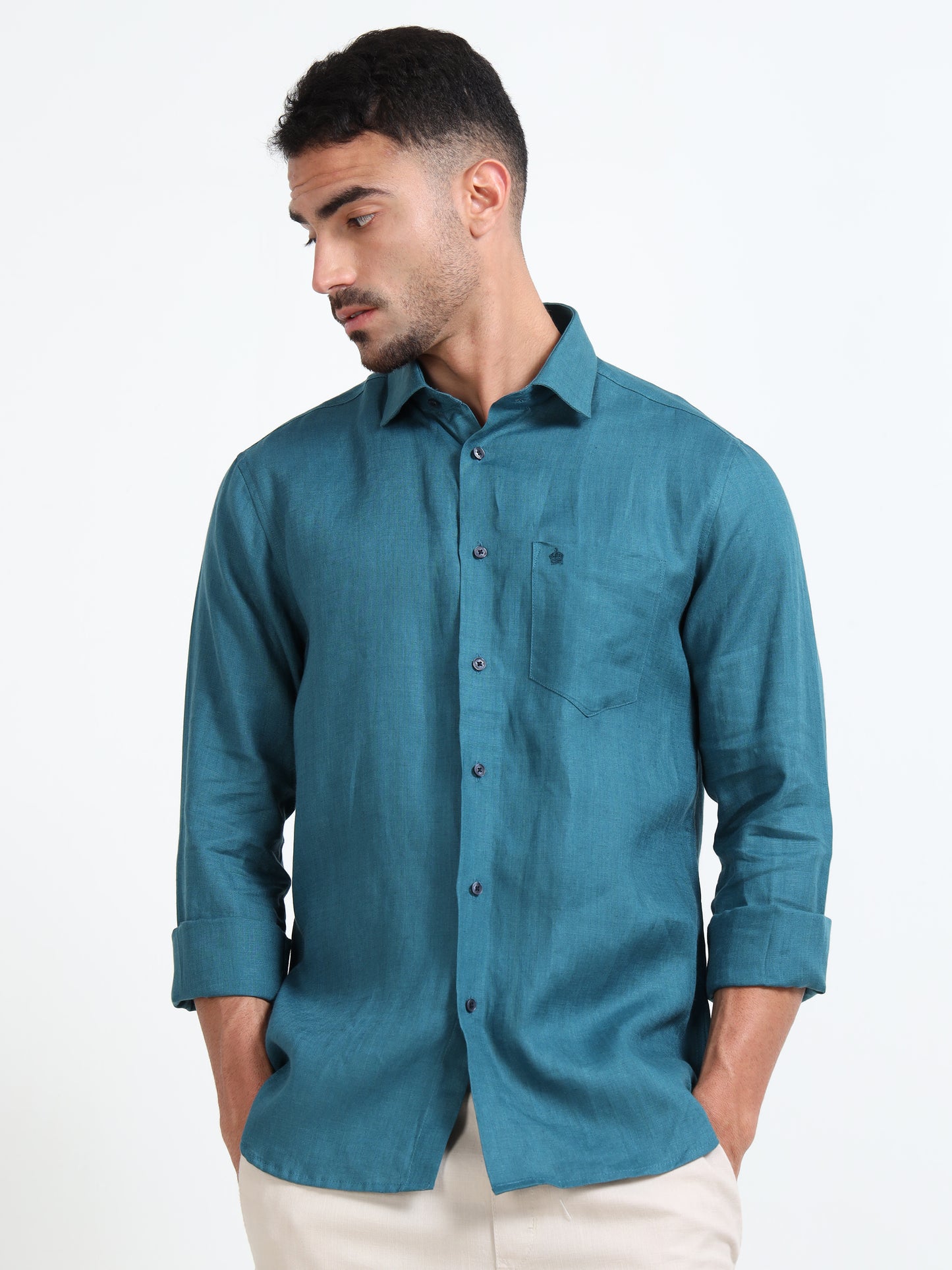 Pure Linen Shirt - Ming Blue