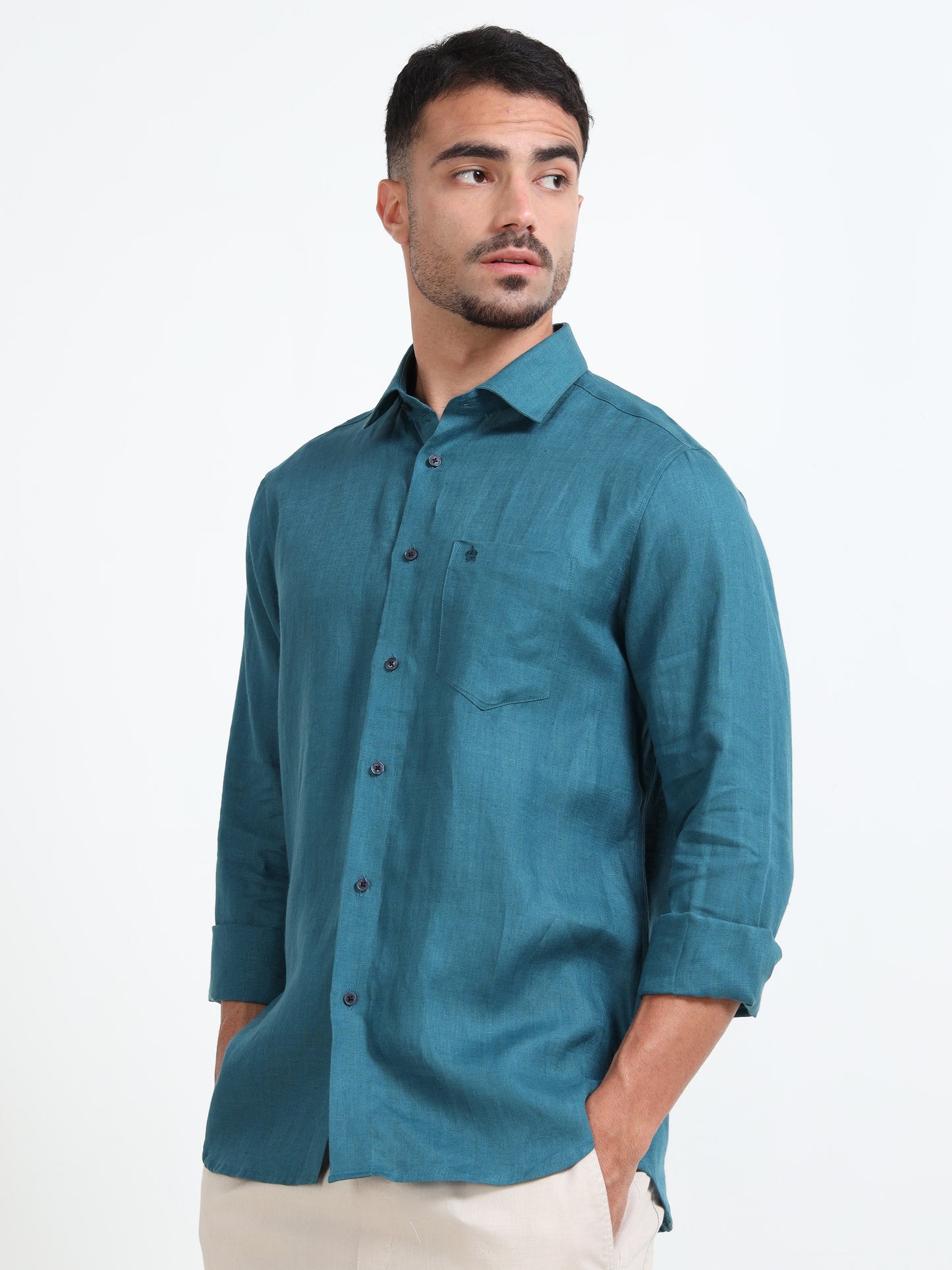 Pure Linen Shirt - Ming Blue