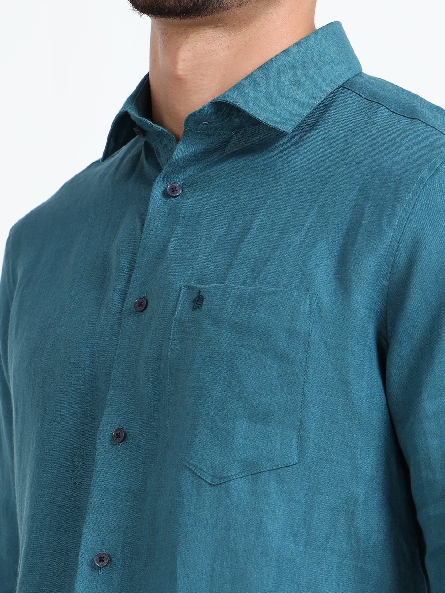 Pure Linen Shirt - Ming Blue