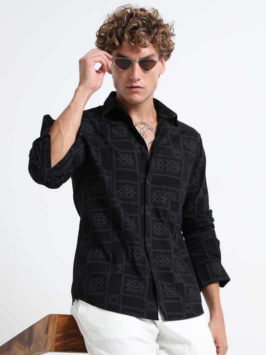 Black Air-supply printed shirt