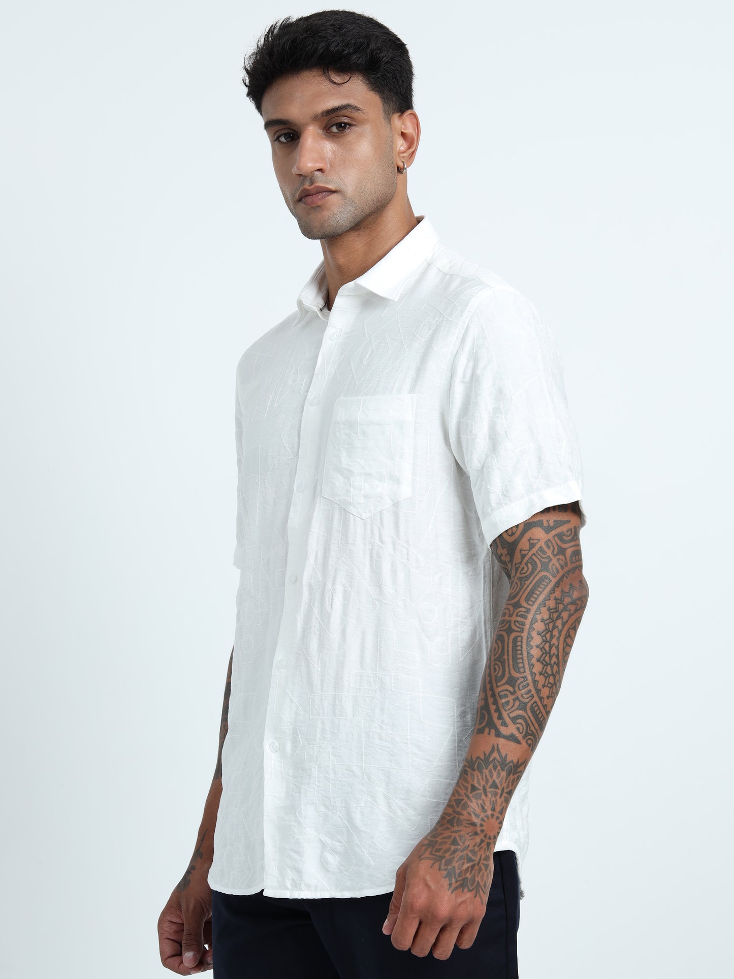 White Embroidery linen Shirt