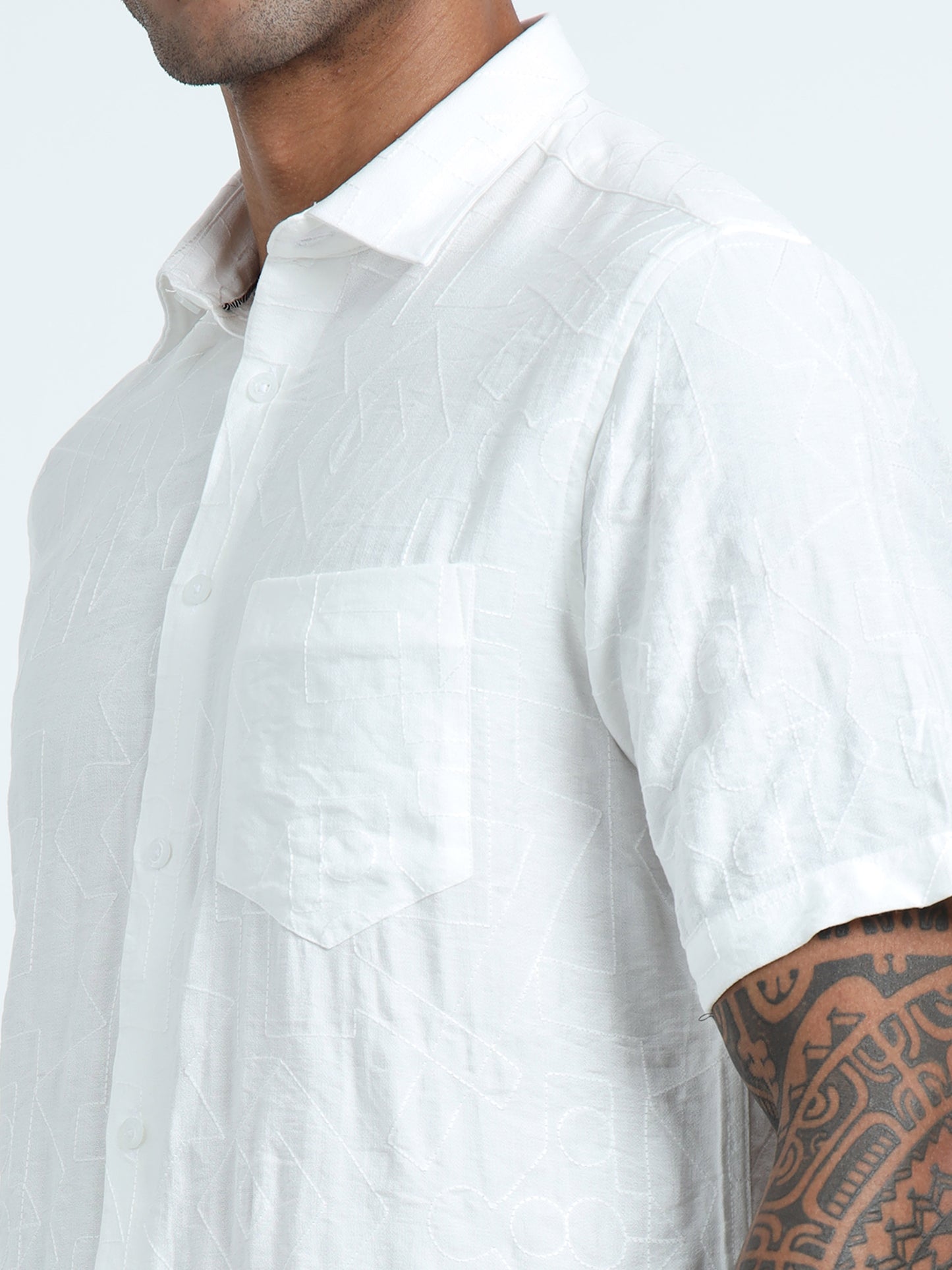 White Embroidery linen Shirt