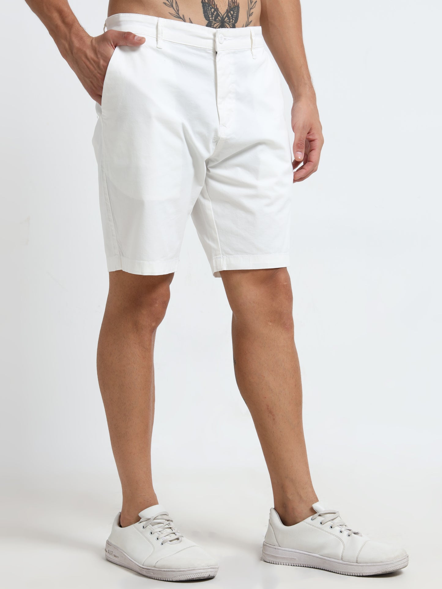 Lycra-Chinos white shorts