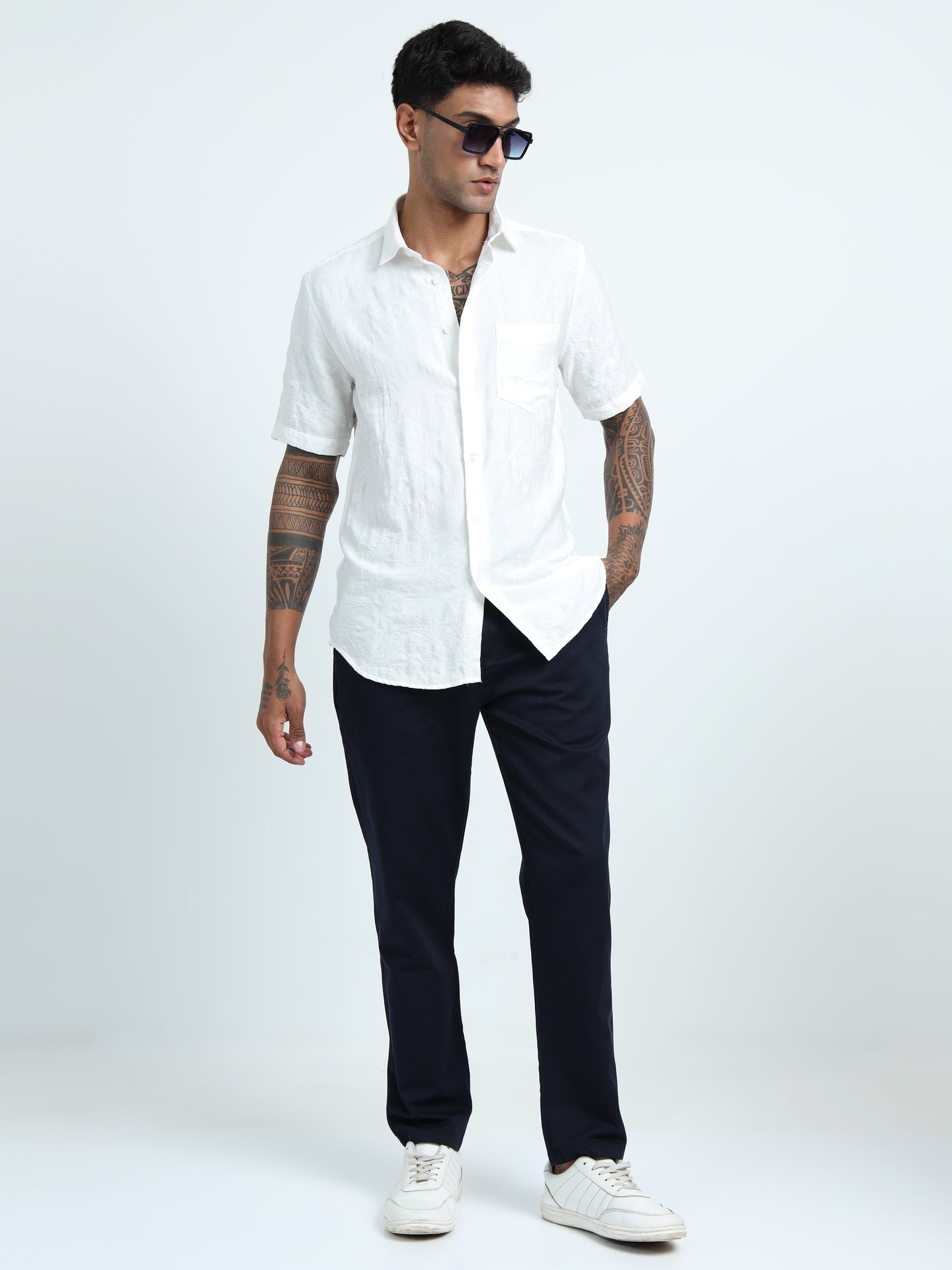 White Embroidery linen Shirt