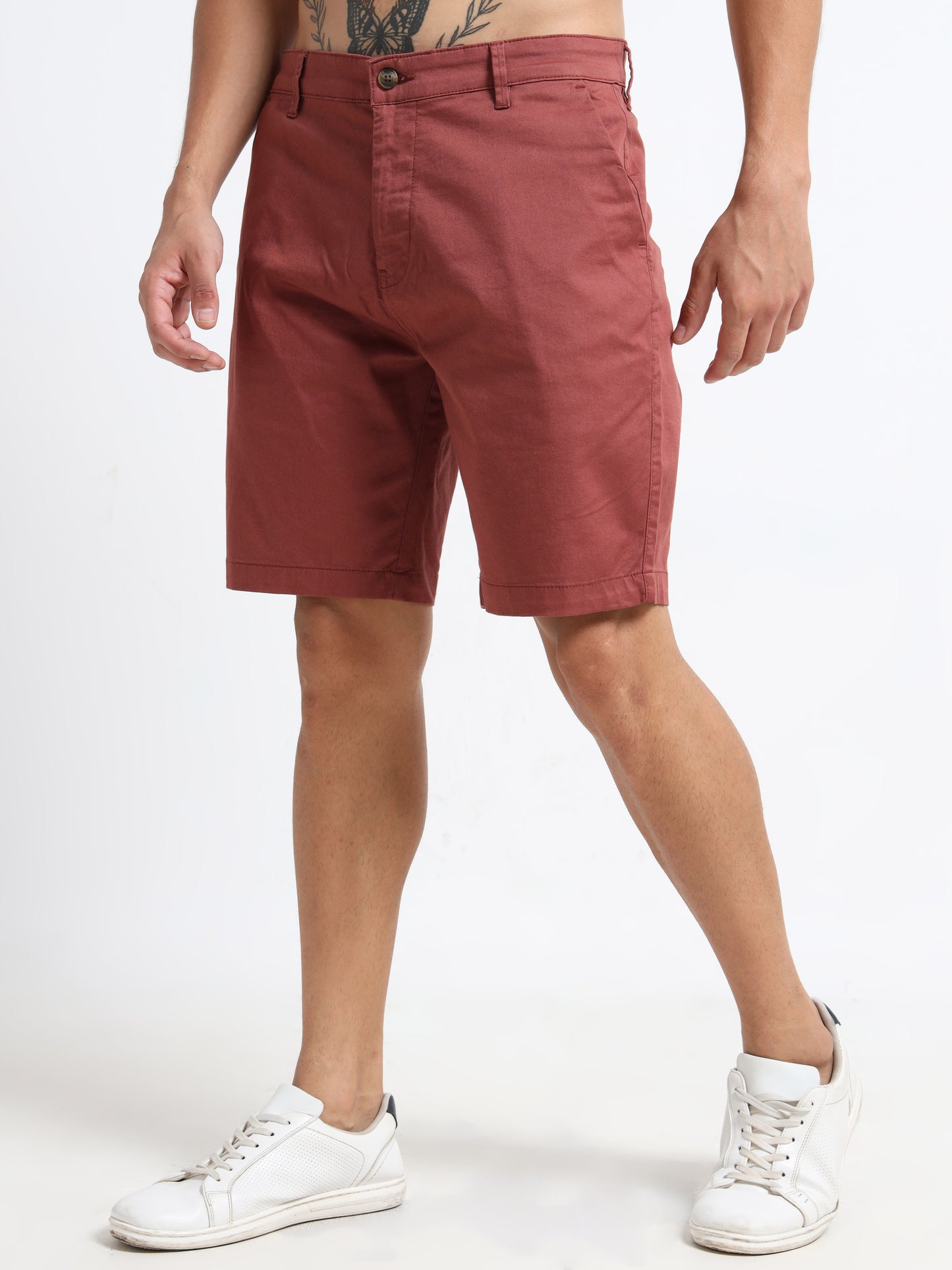 Lycra-Chinos maroon shorts