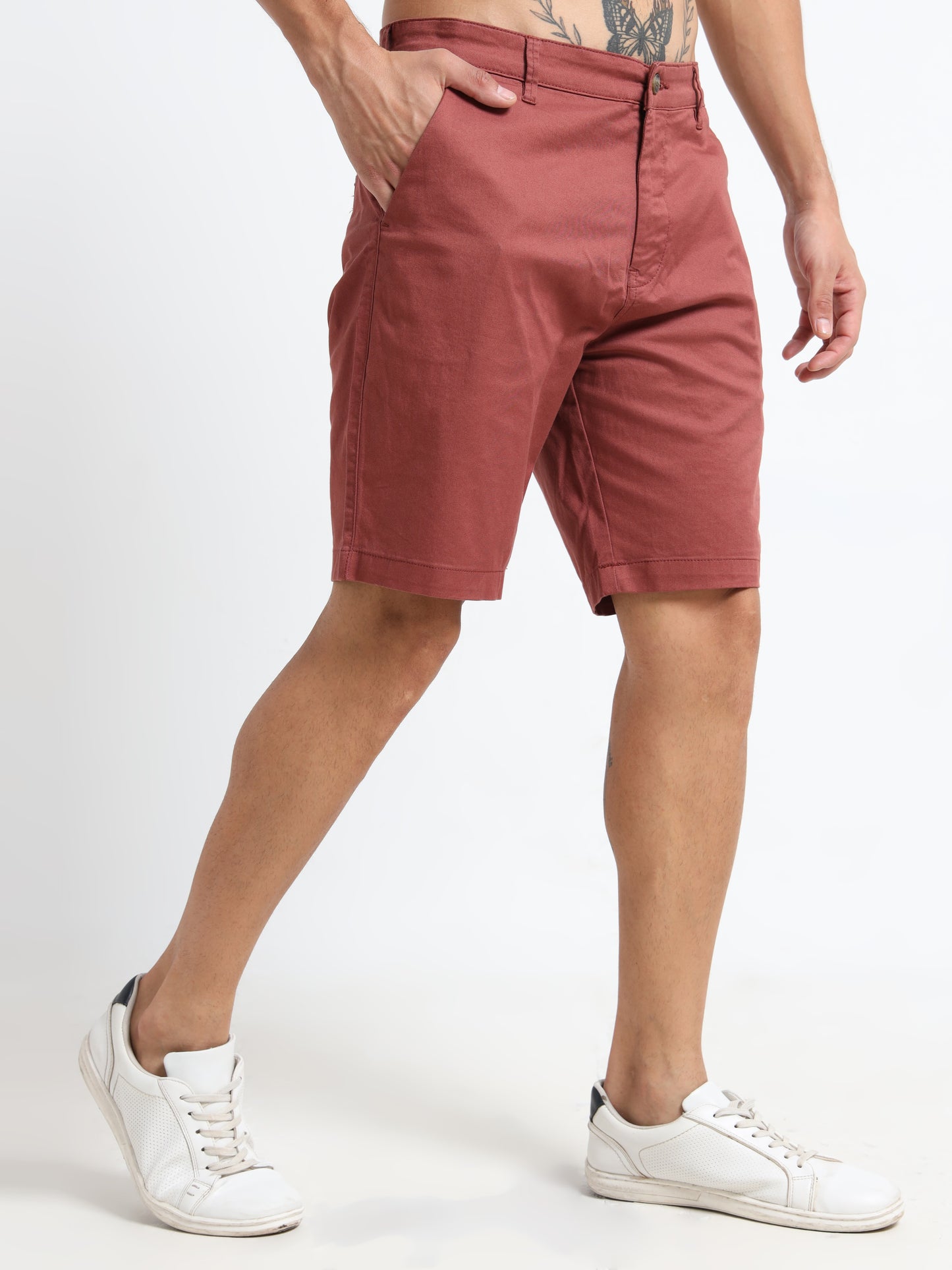 Lycra-Chinos maroon shorts